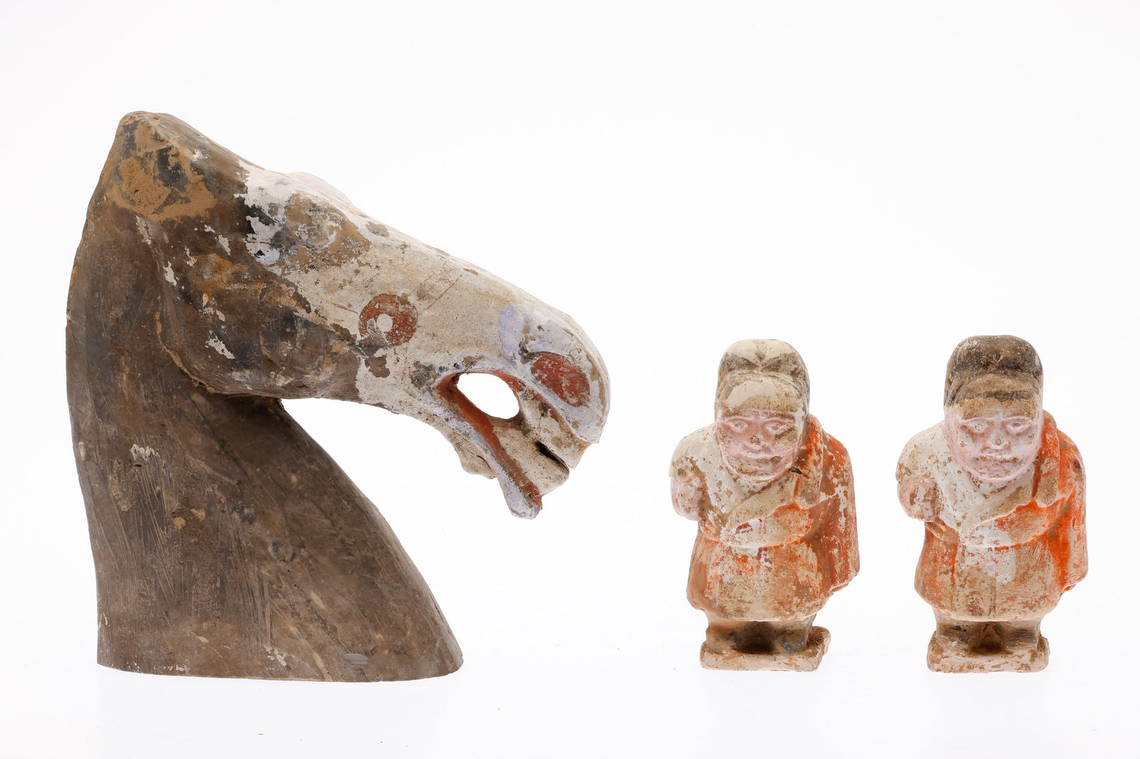 Chinese Han Horse Head & 2 Small Tang Figures (1 of 11)