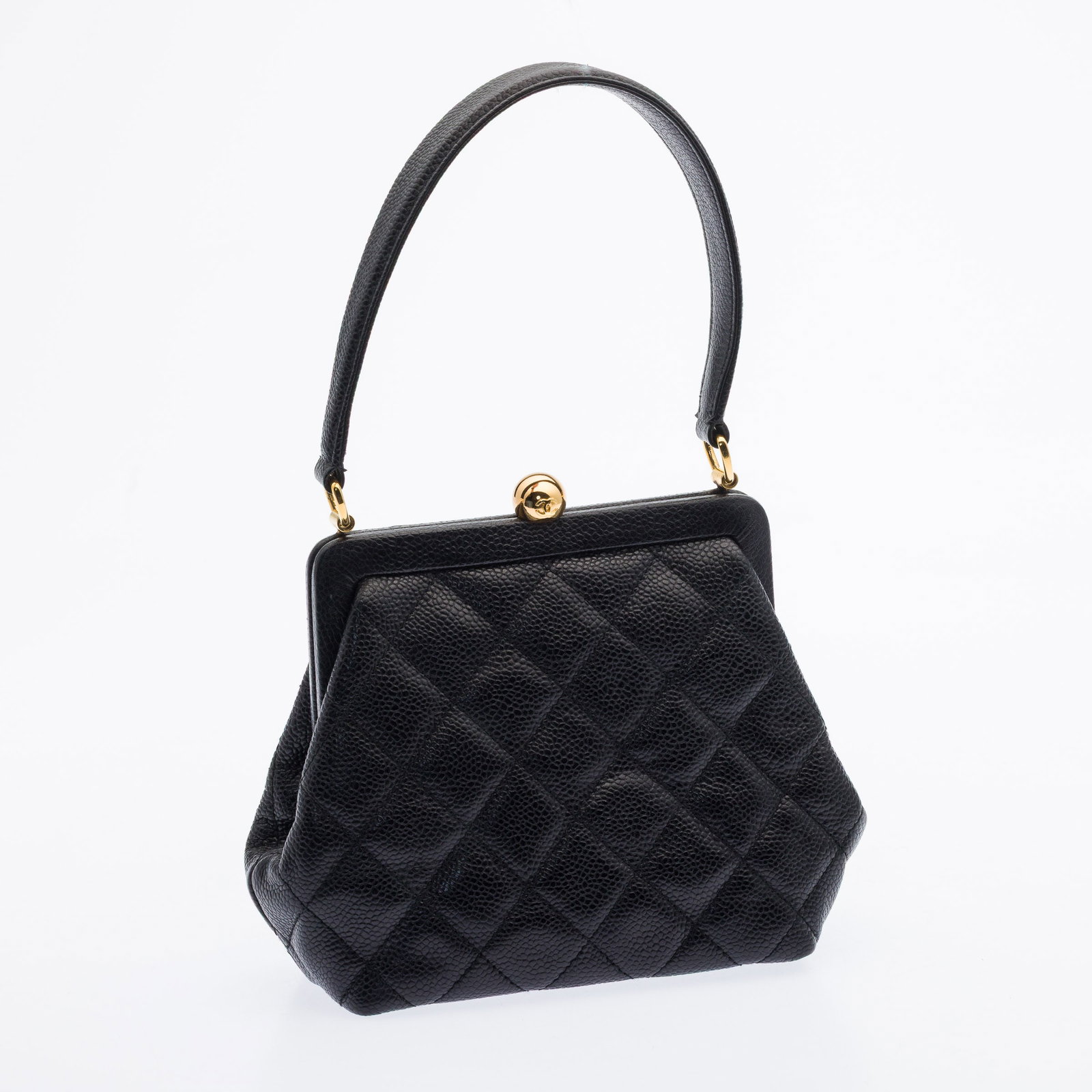 Chanel Black Quilted Frame Bag: Property from a Private Collection, St. Simons Island, GADescription: Chanel Black Quilted Frame Bag, in black quilted caviar leather with gold-tone hardware, 'CC' logo on top clasp and stitched