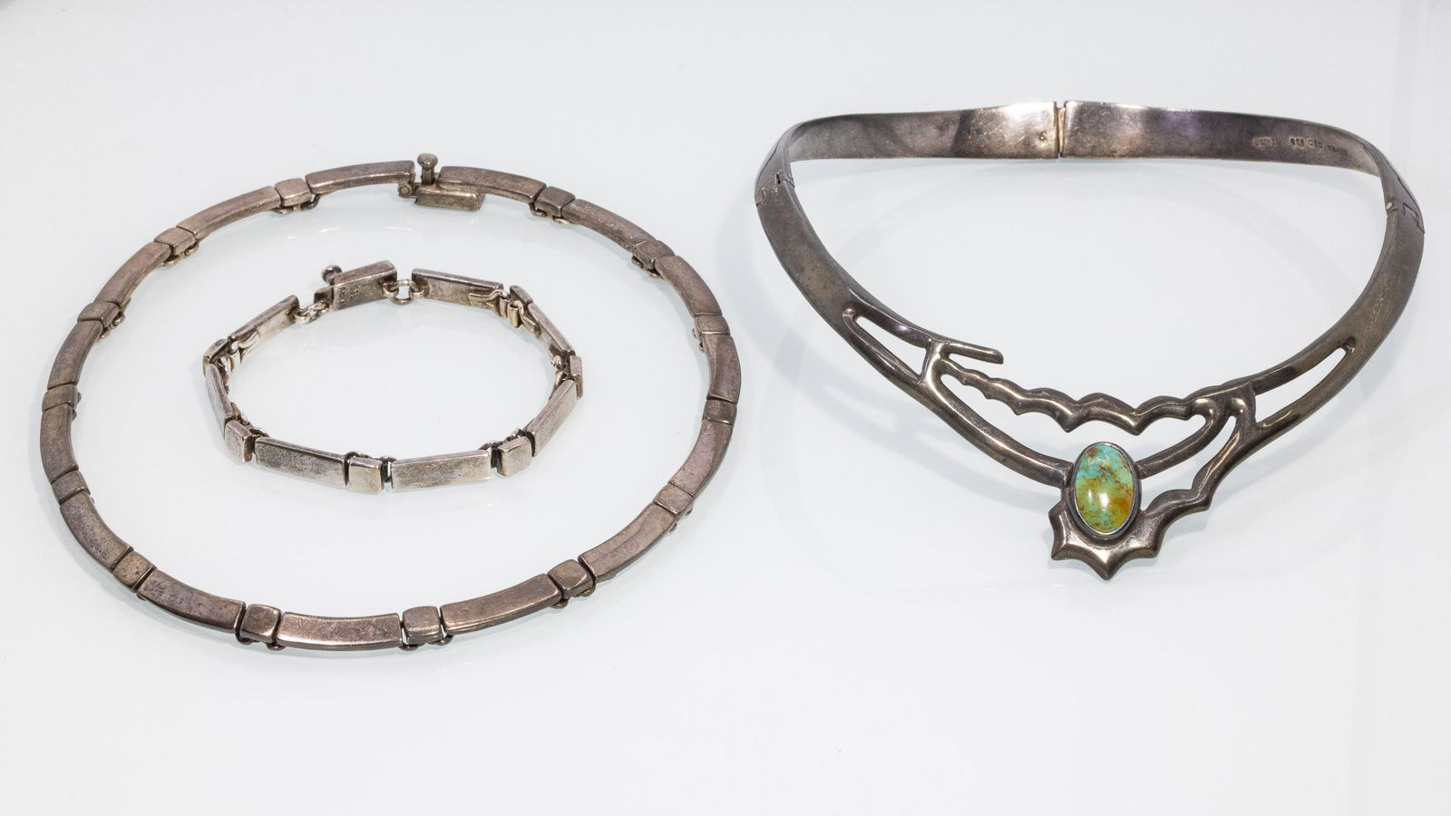 Two Mexican Sterling Silver Necklaces and a Bracelet (1 of 8)