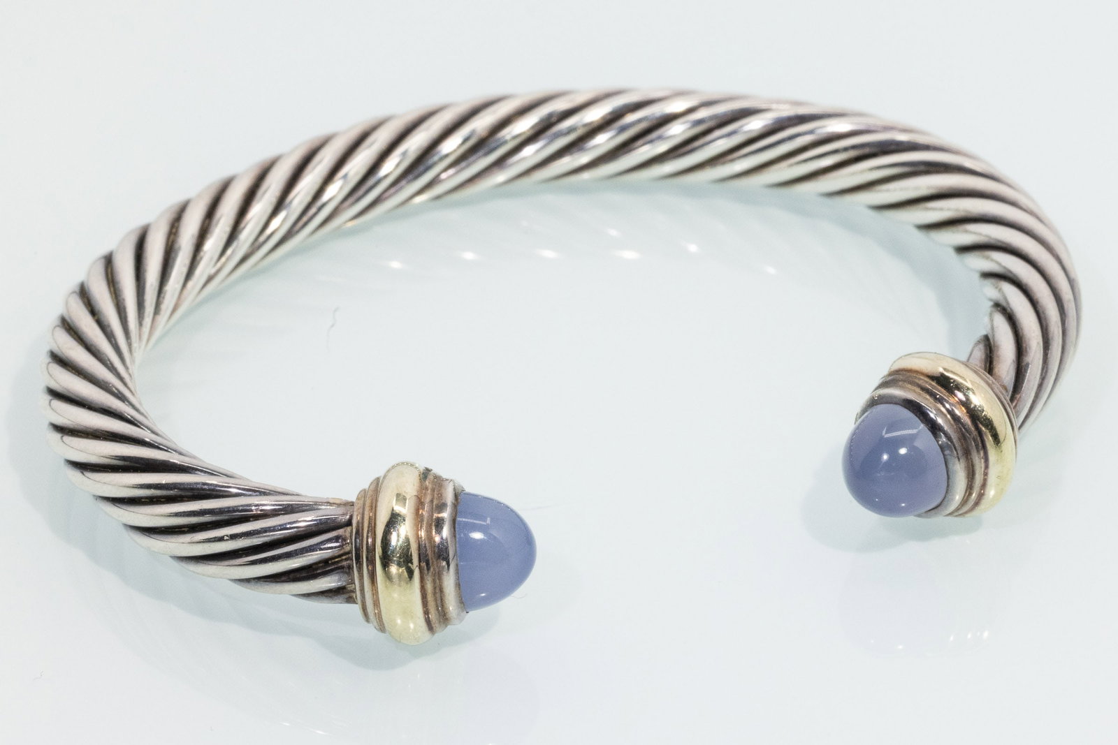 David Yurman Sterling & Chalcedony Cable Bracelet (1 of 8)