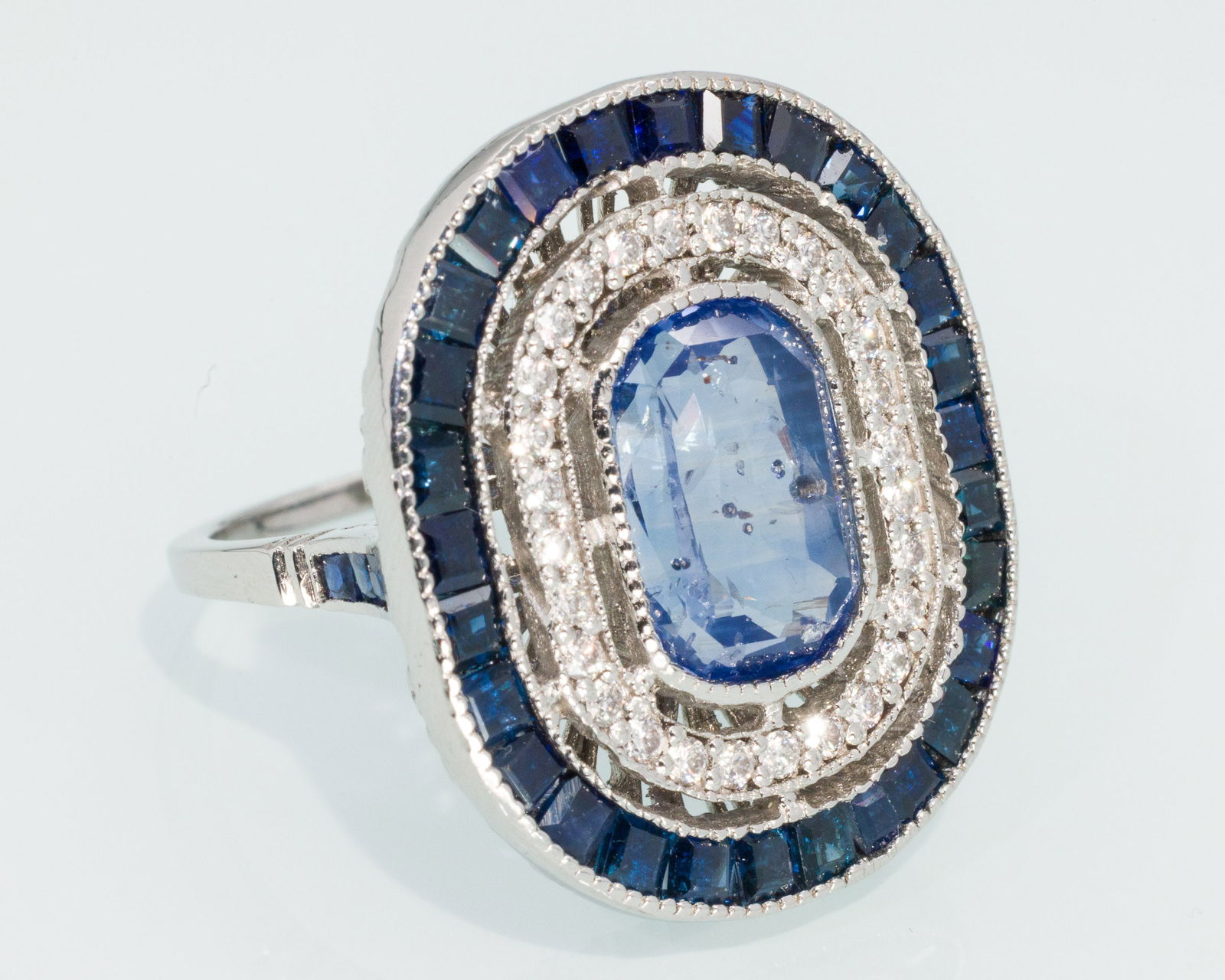 Ceylon Sapphire, Diamond and Platinum Ring (1 of 7)