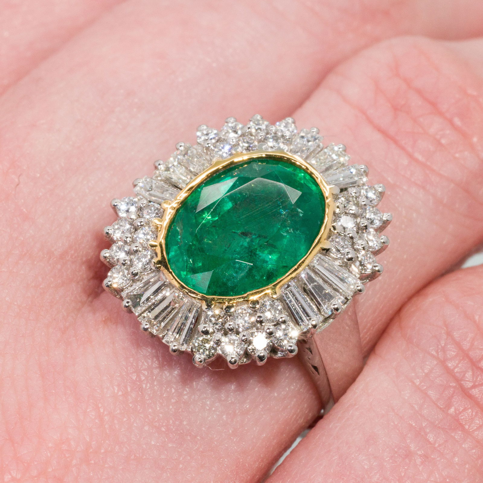 Emerald, Diamond and Platinum Ring, with GIA Cert (1 of 7)