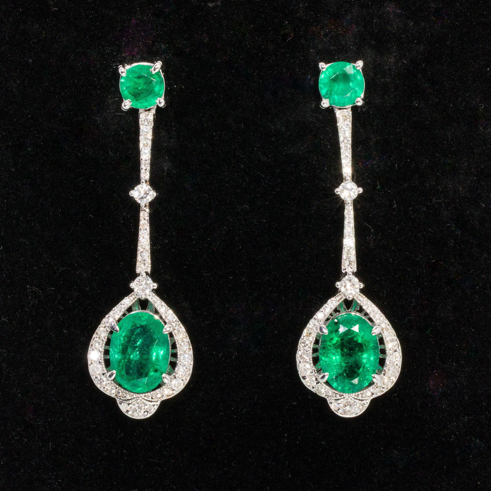 14K Gold, Emerald and Diamond Drop Earrings (1 of 6)