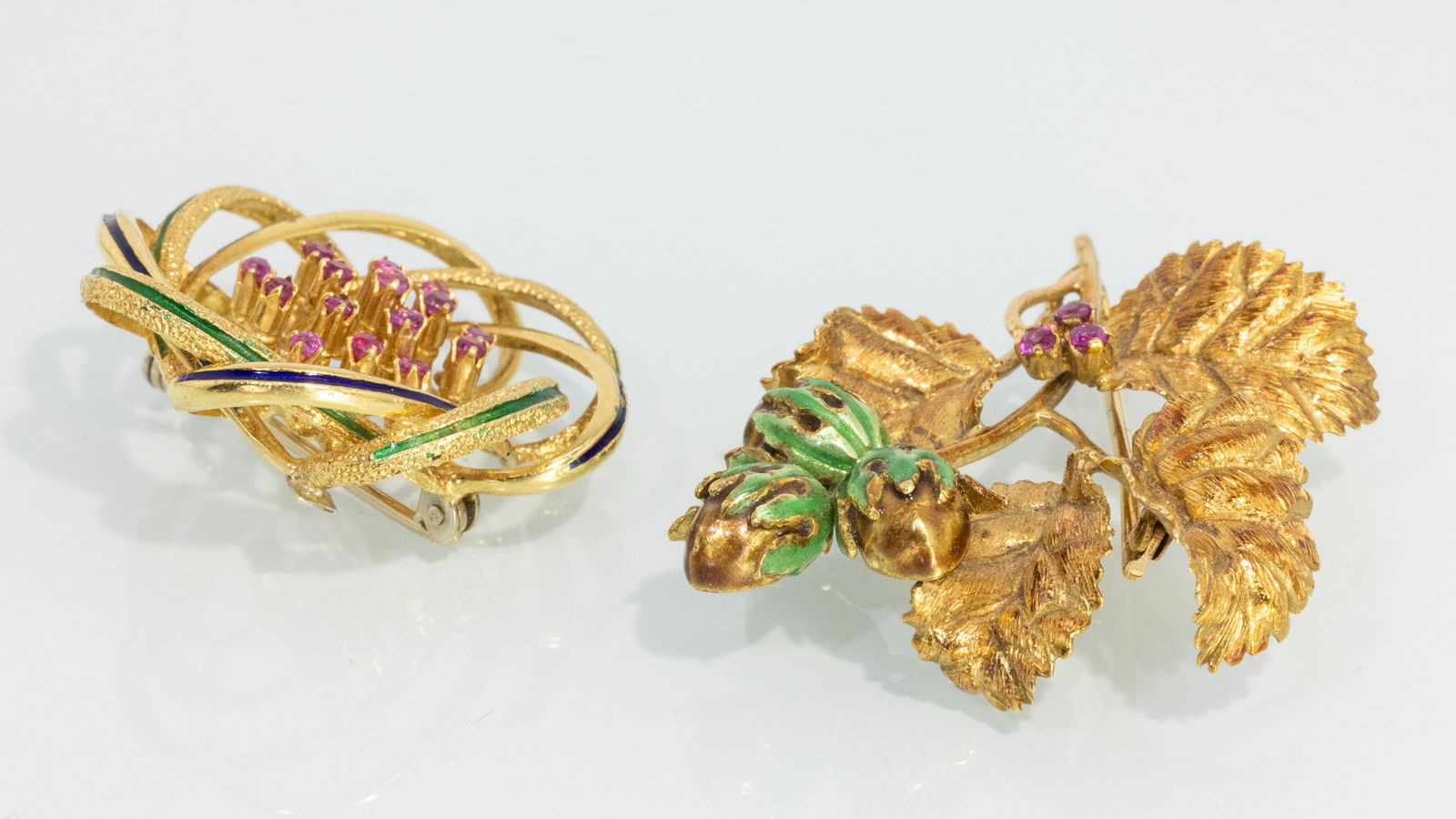 Two 18K Gold and Ruby Pins - 3