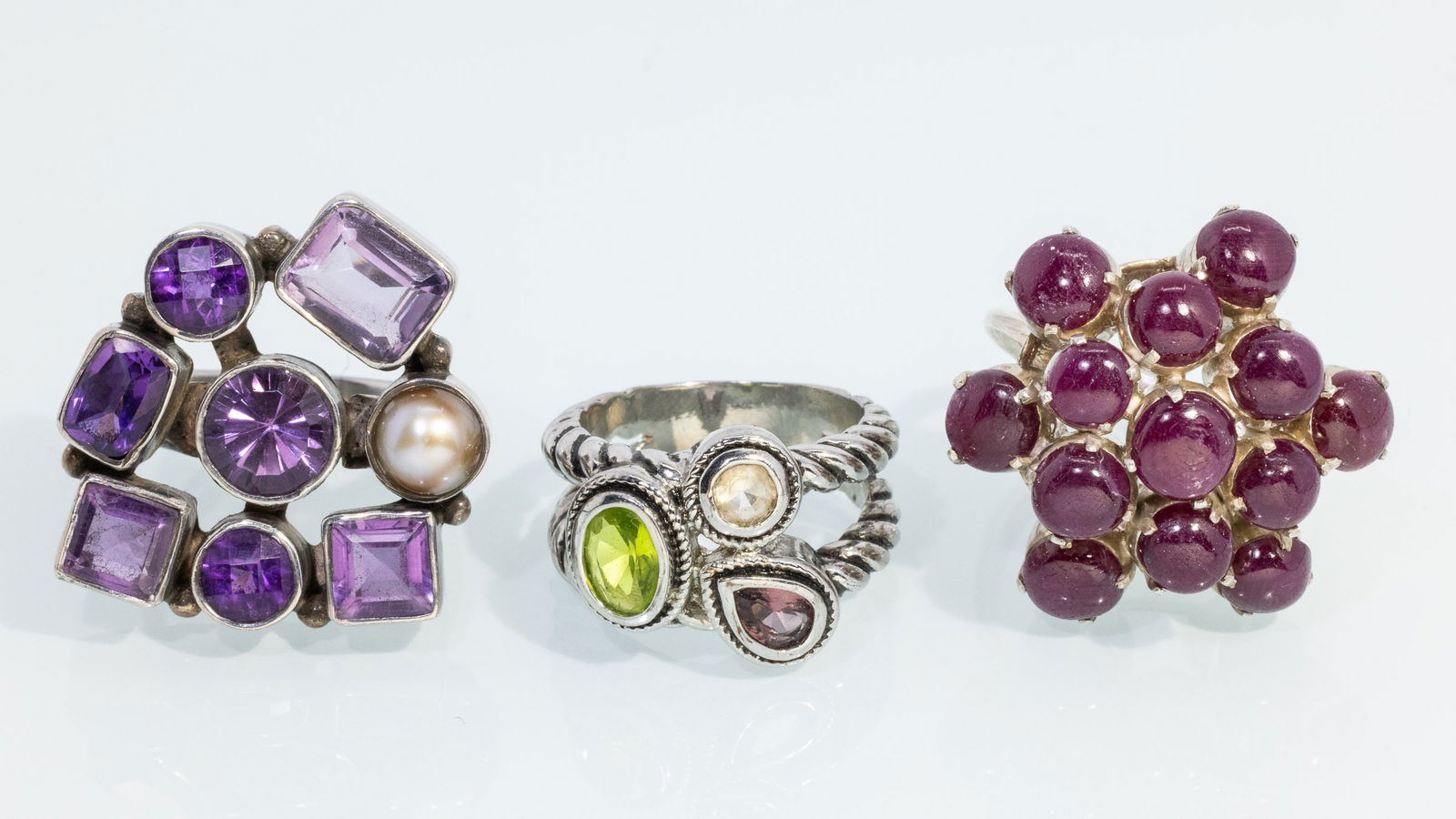 3 Sterling Silver and 10K Semi-Precious Stone Rings (1 of 9)