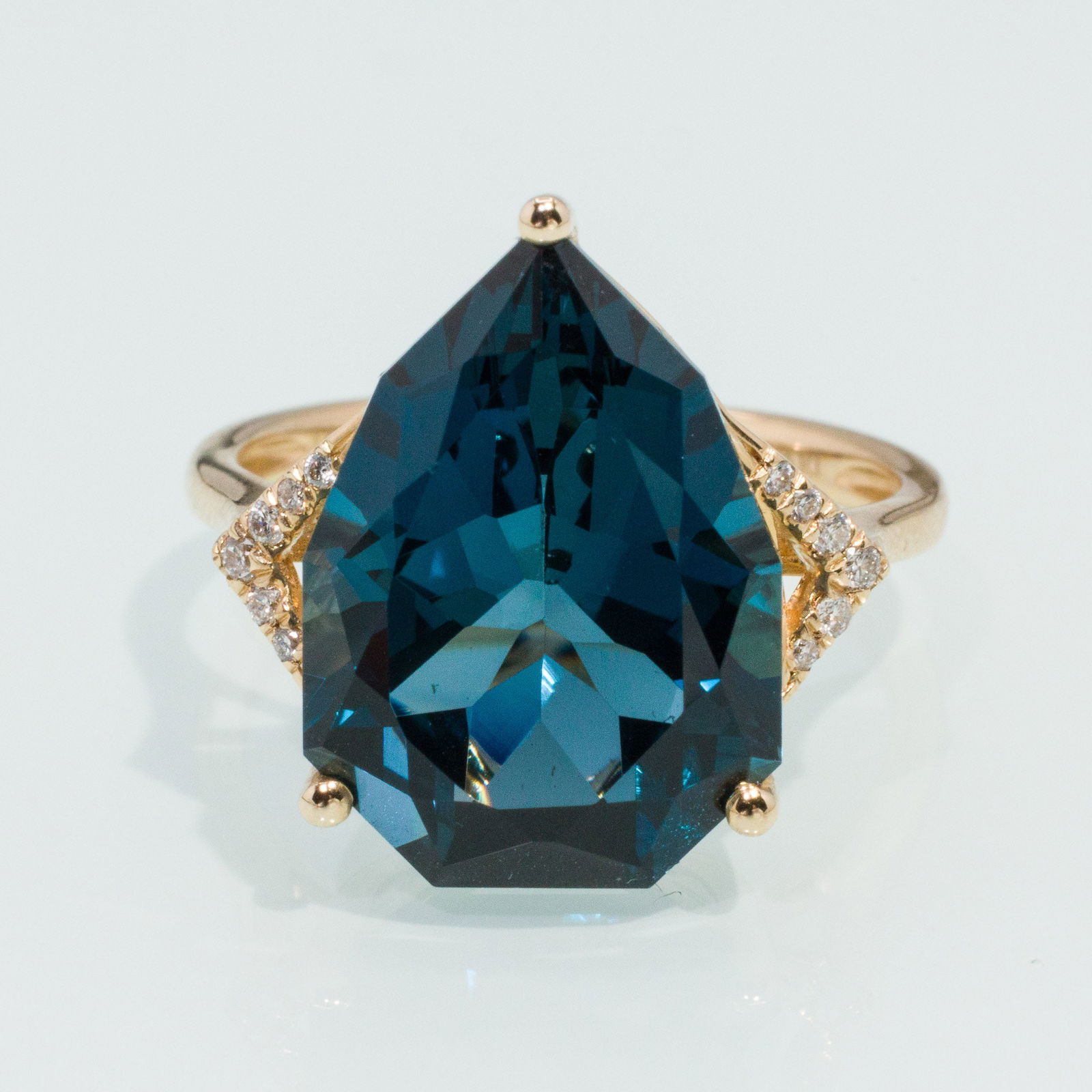 14K London Blue Topaz and Diamond Ring (1 of 8)