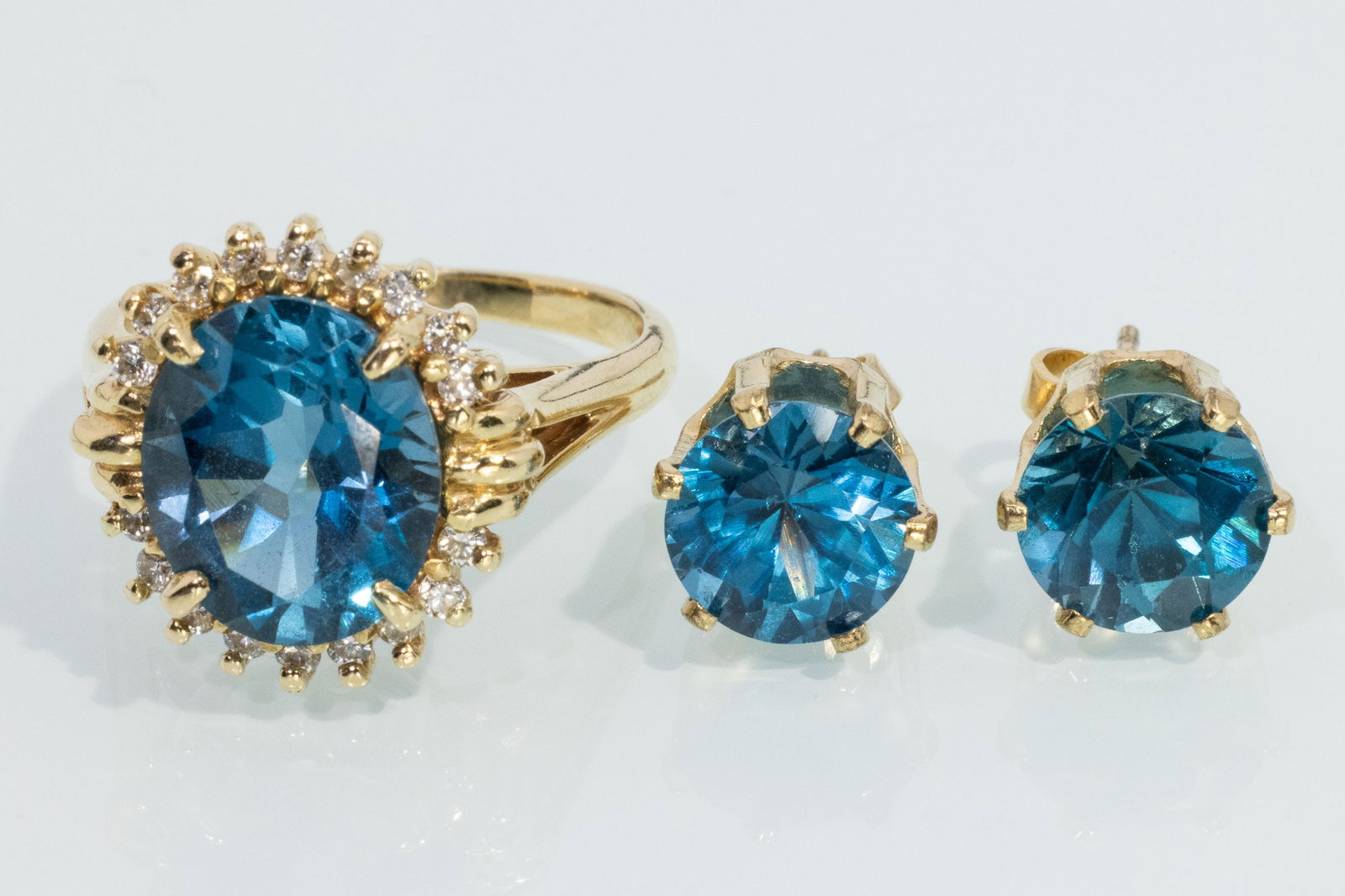 14K London Blue Topaz Ring and Earrings (1 of 14)