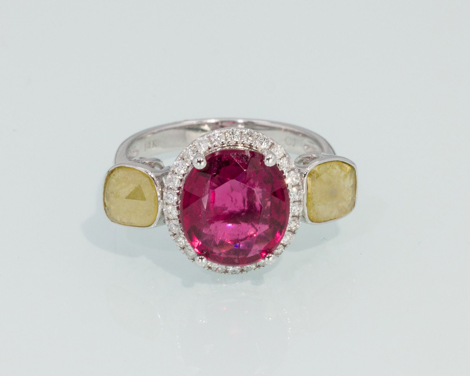 14K Gold, Rubellite and Yellow Diamond Ring (1 of 7)