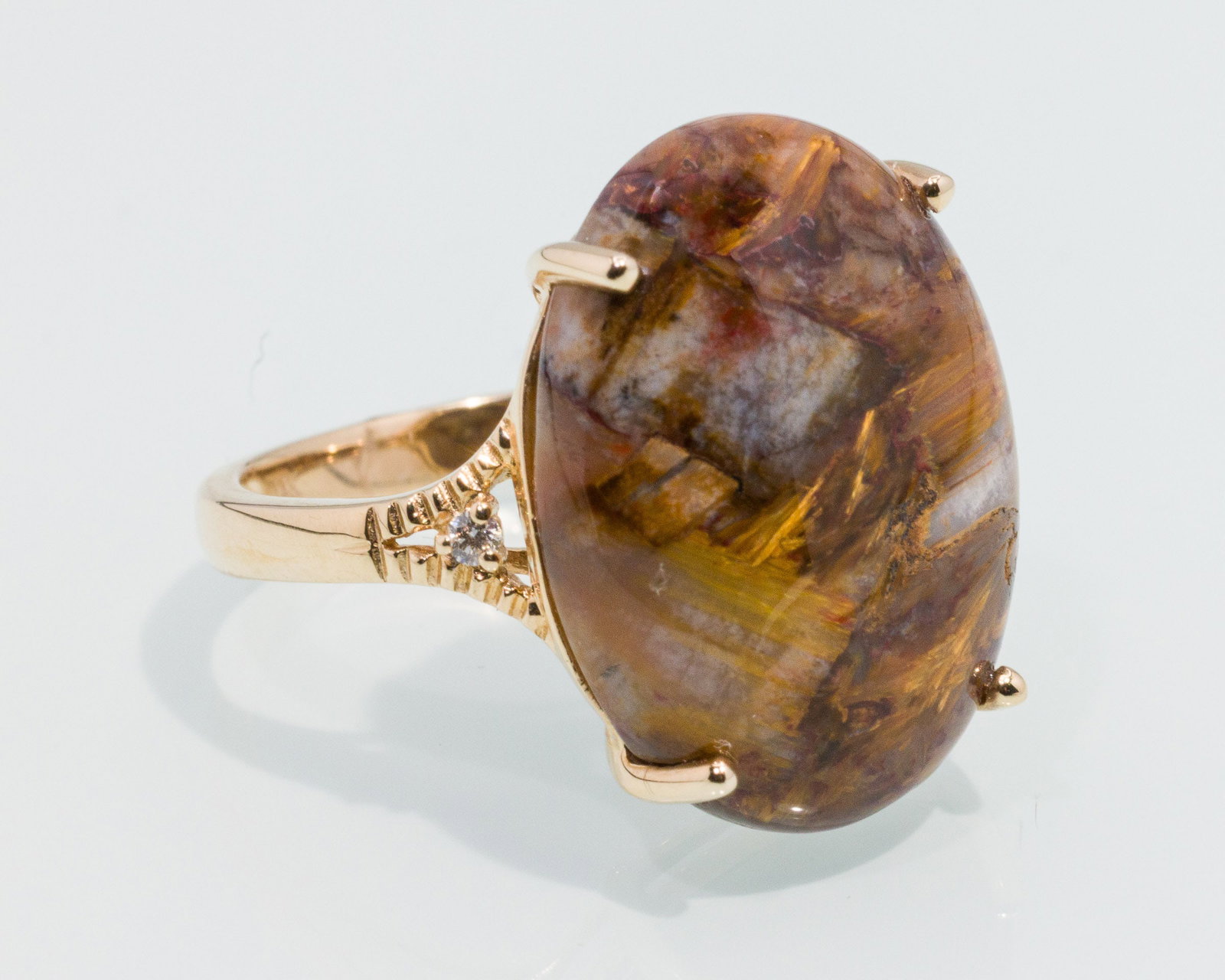 14K Yellow Gold, Pietersite and Diamond Ring (1 of 8)