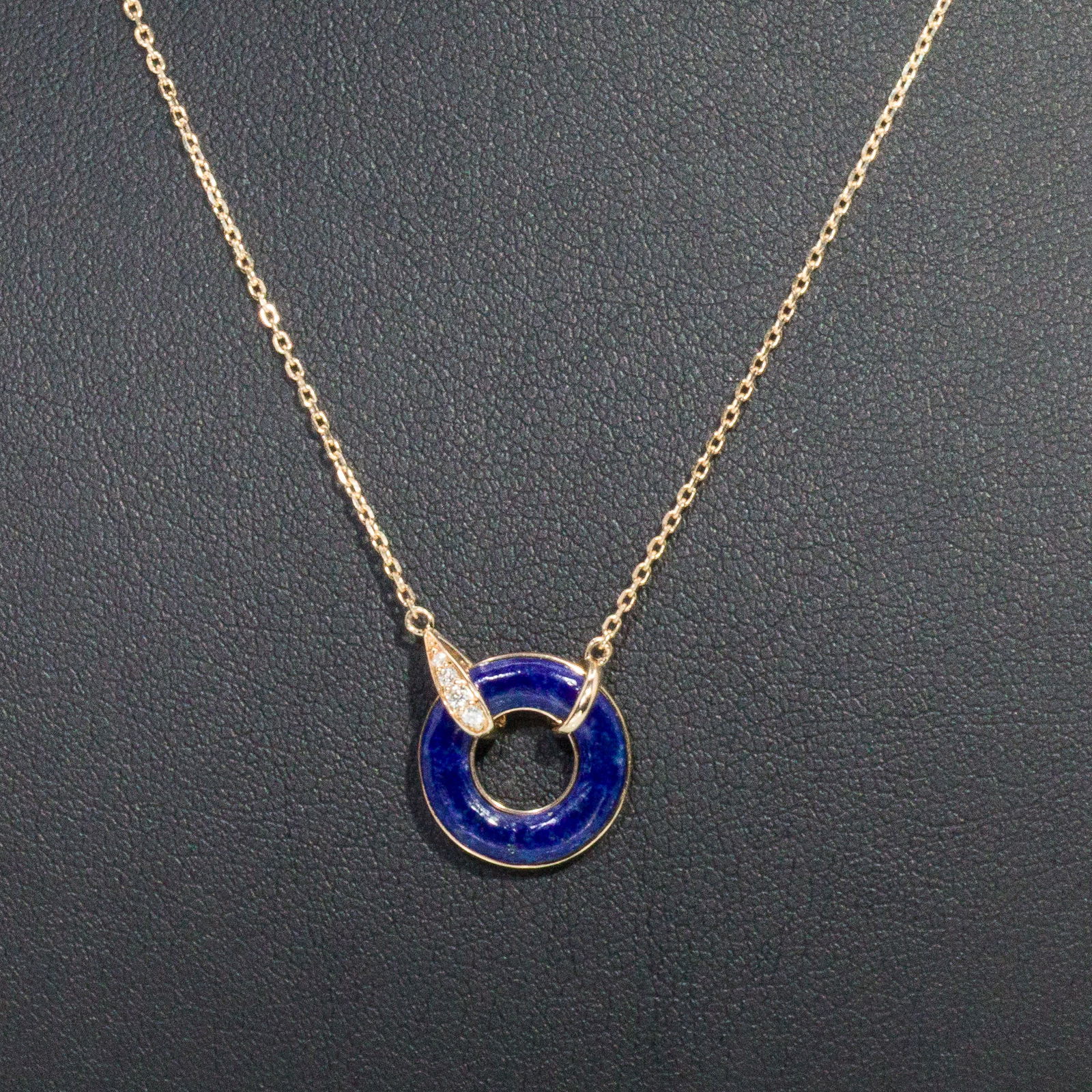 14K Gold, Lapis and Diamond Round Pendant (1 of 7)