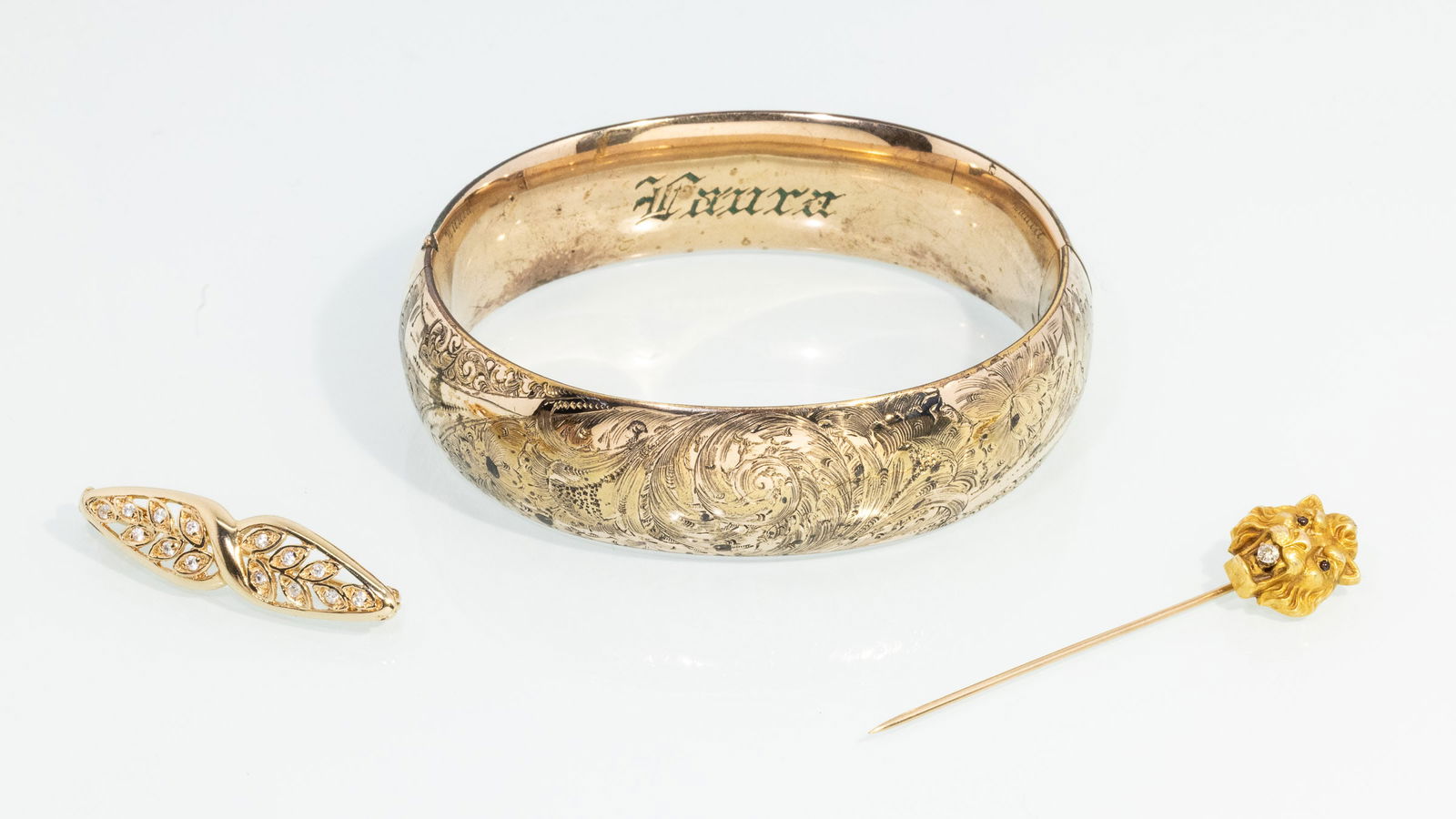 Gold Filled Victorian Bracelet and Two Pins (1 of 11)