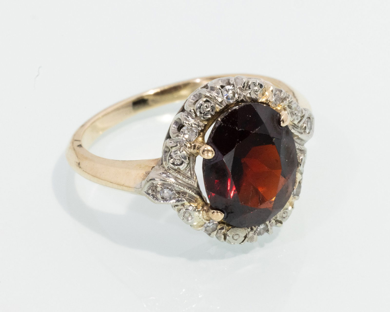 Vintage Garnet and Diamond 14K Gold Ring (1 of 6)