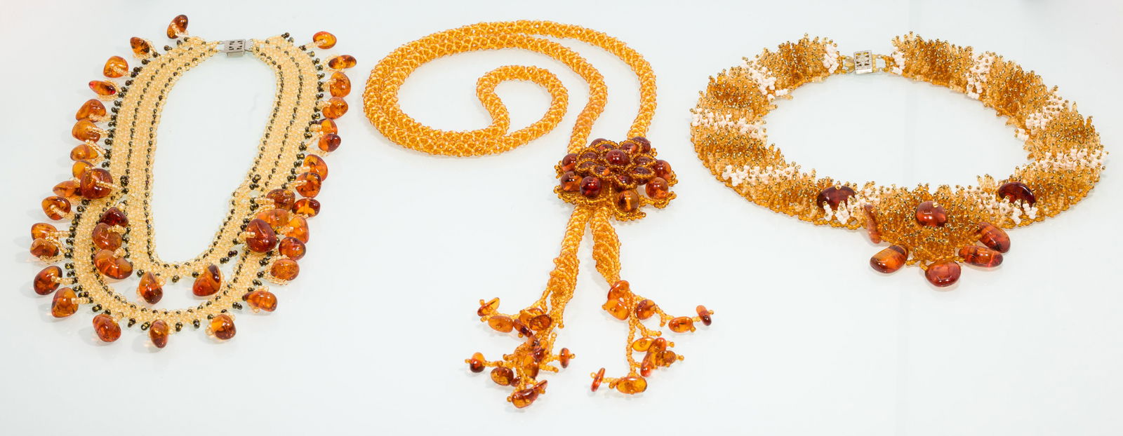 3 Amber Beaded Necklaces (1 of 9)