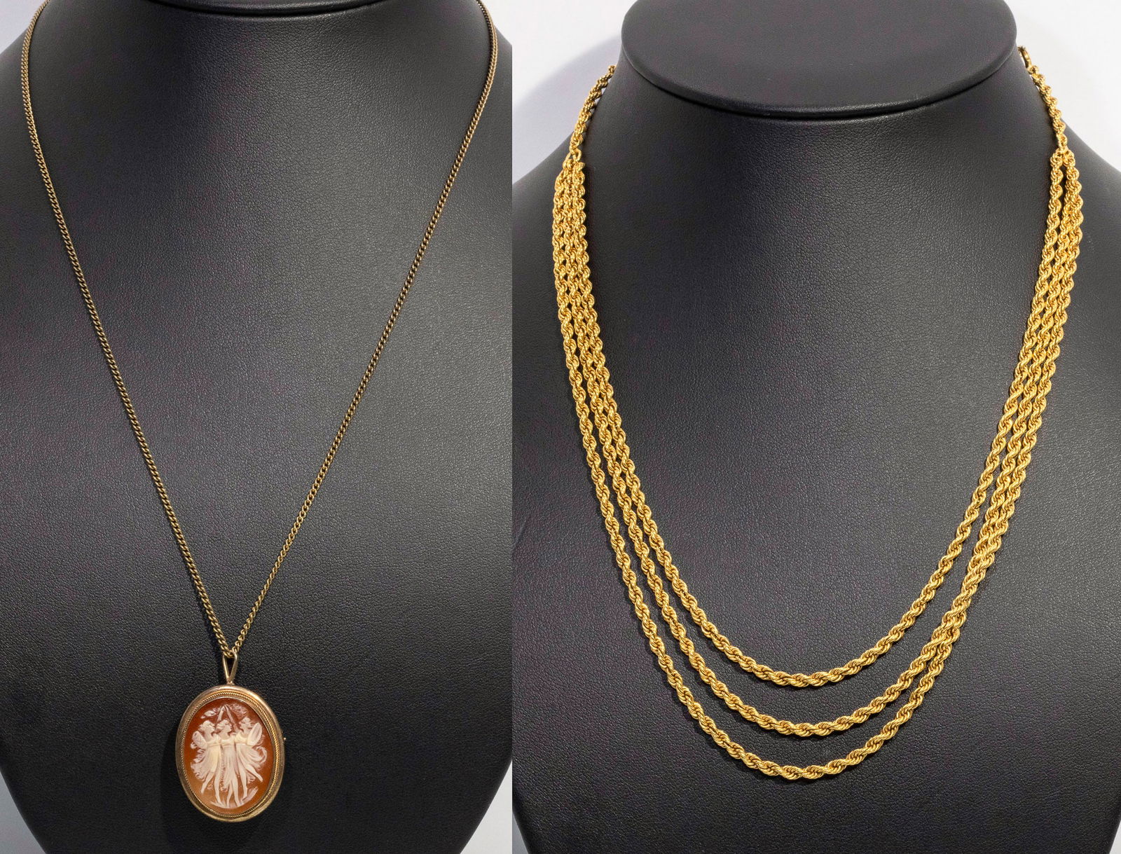 Silver Cameo, 14K Necklace Extension & 3 Rope Chain (1 of 12)