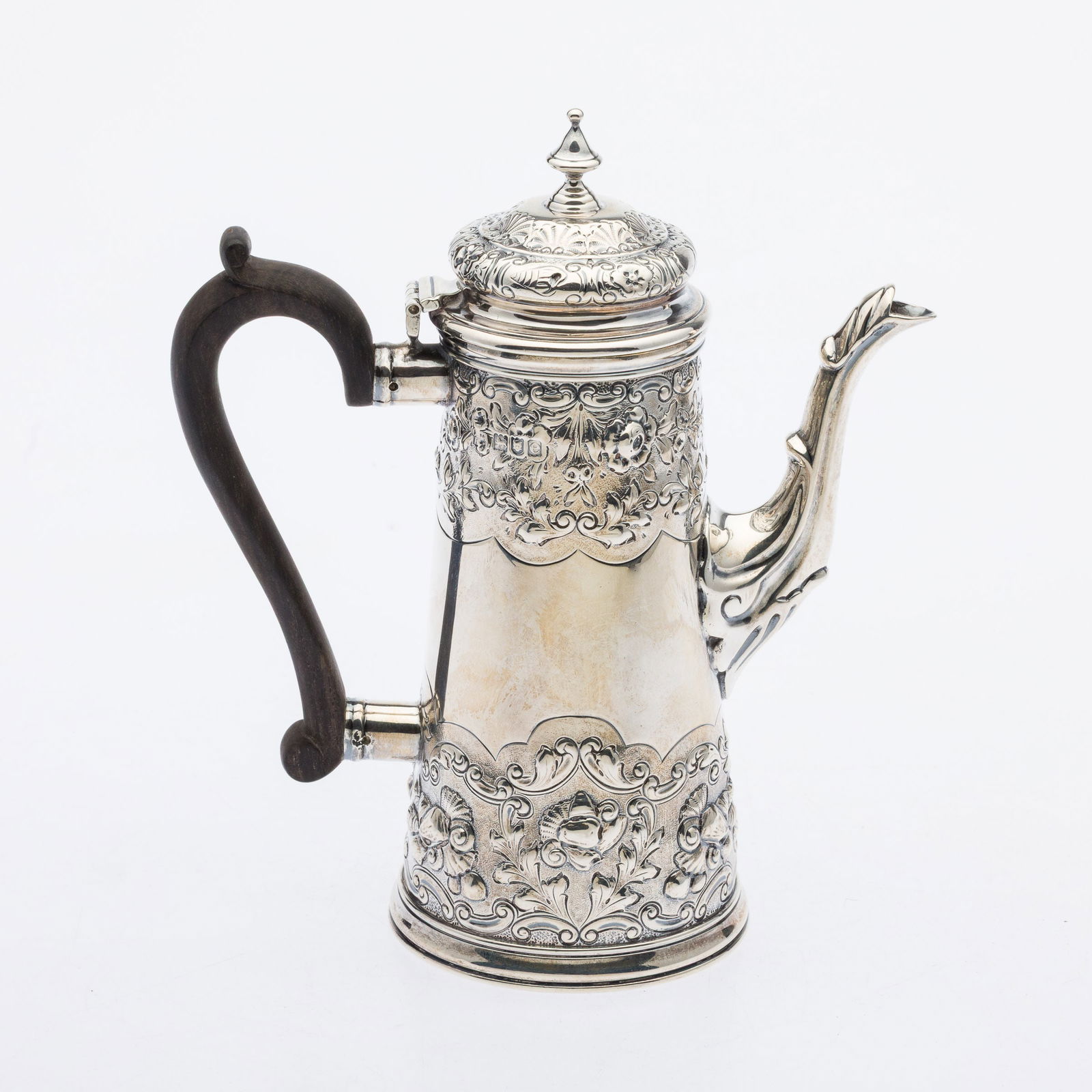 English Sterling Repousse Coffeepot, London, 1900 (1 of 12)