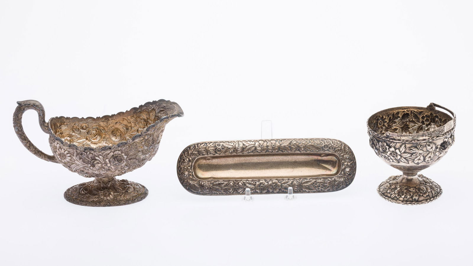 4 Sterling Repousse Table Articles including Kirk - 7