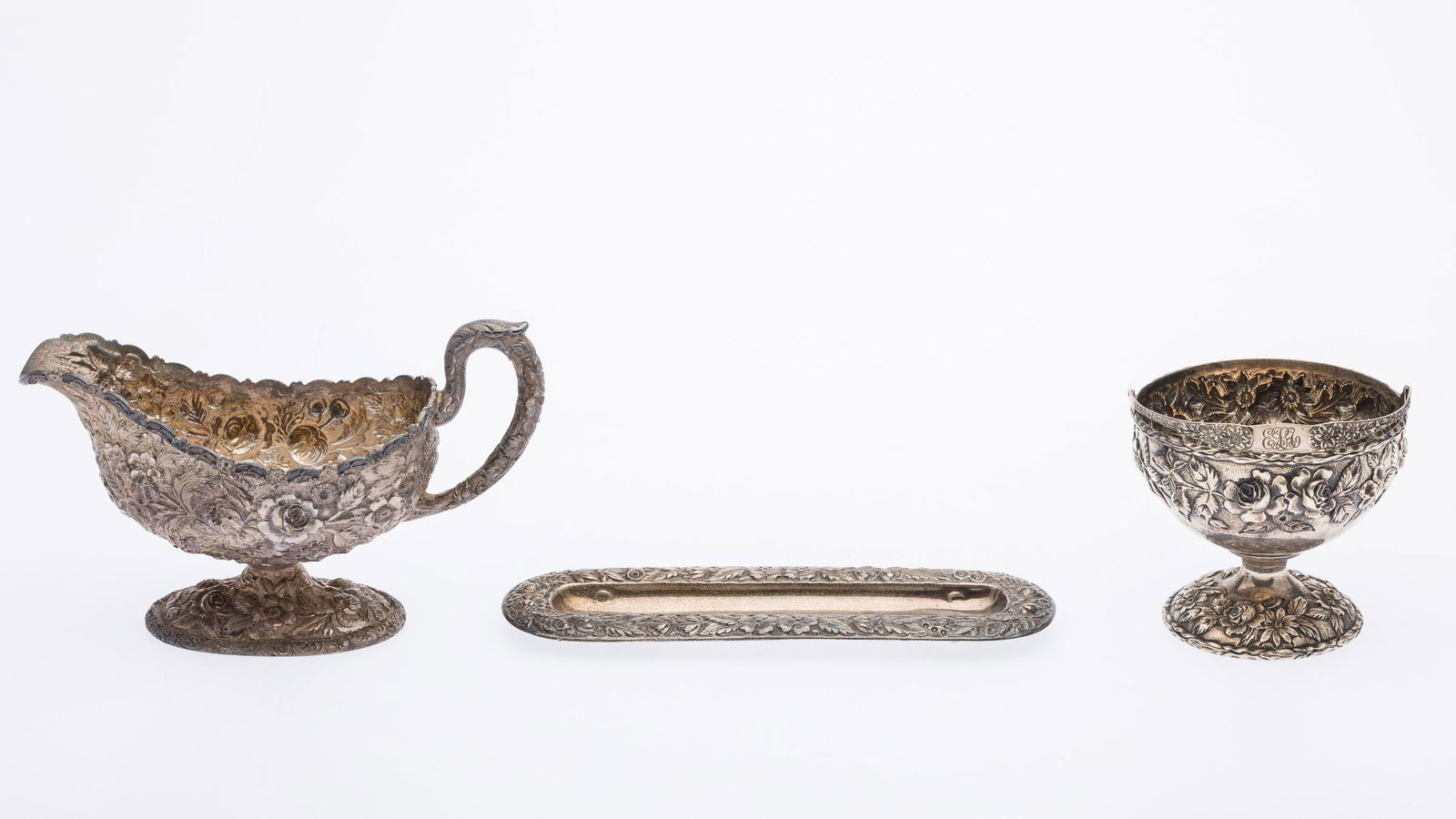 4 Sterling Repousse Table Articles including Kirk - 8