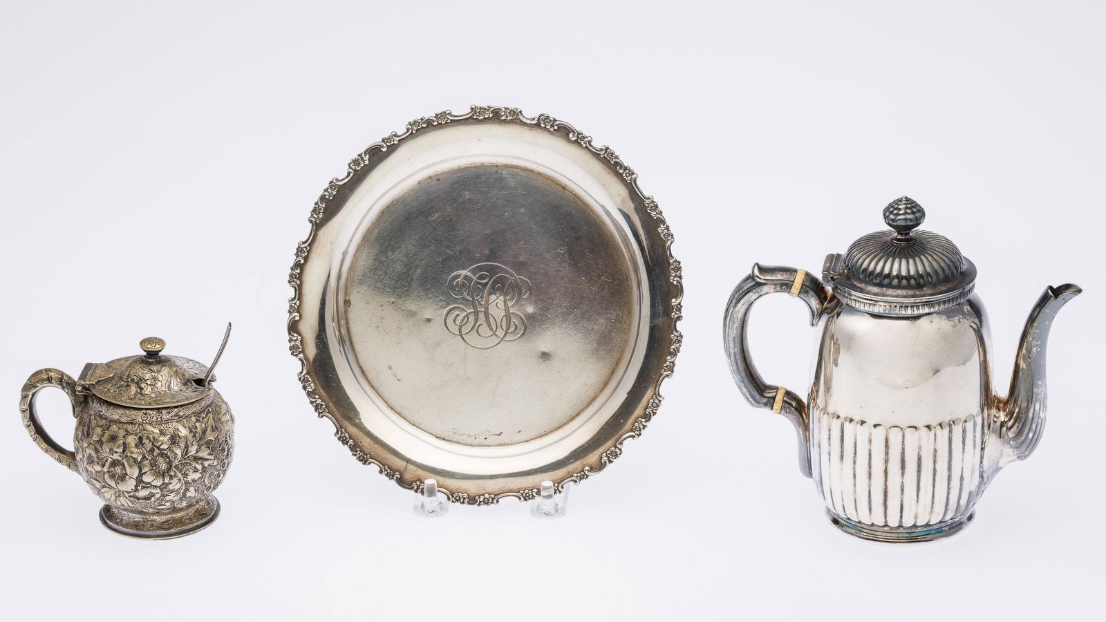 Tiffany Sterling Plate, Silverplt Coffee & Sauce Pot (1 of 11)