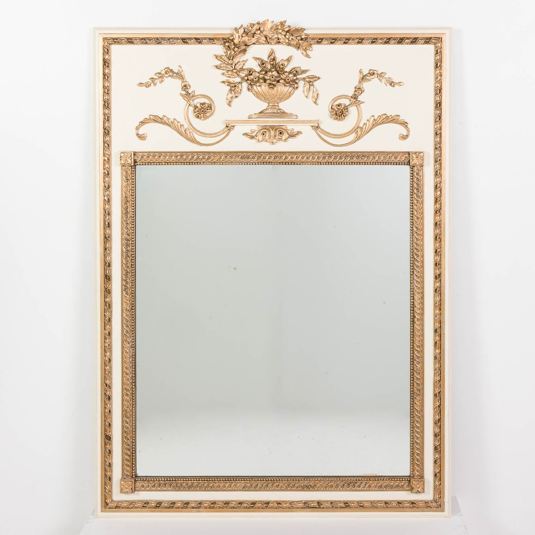 Louis XVI Style White & Gilt Trumeau Mirror, 20th C (1 of 6)