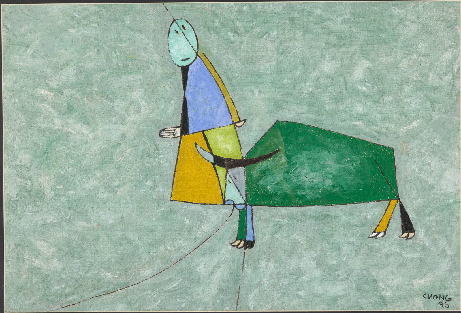 Le Thiet Cuong (Vietnamese) Figure w Bull, Gouache (1 of 10)