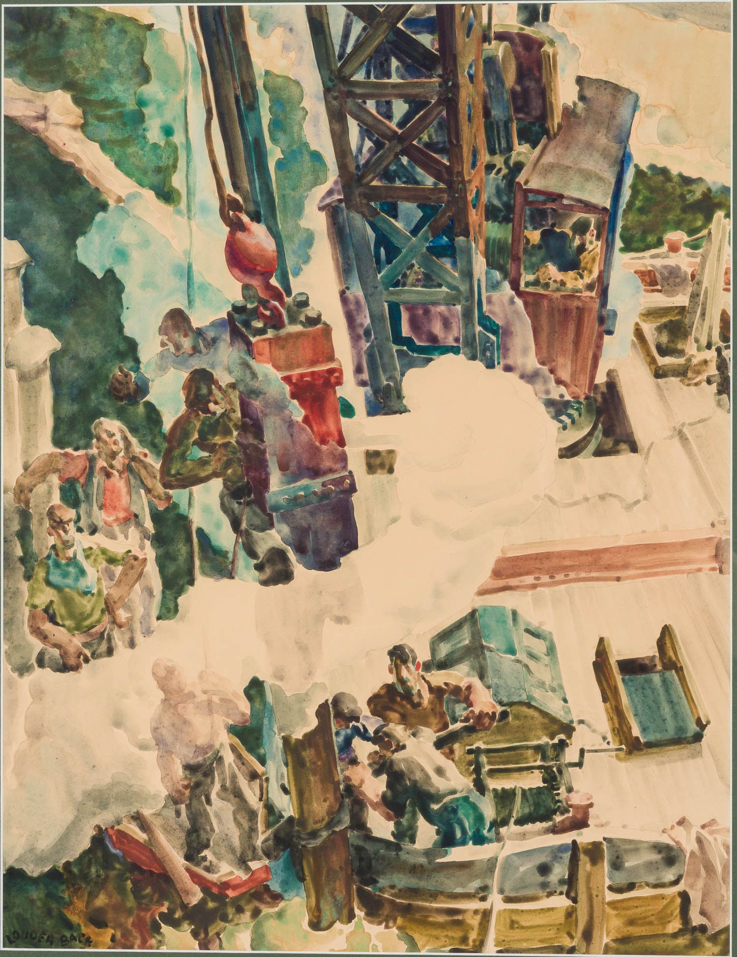 Walt Louderback (1887-1941), Construction Scene, W/C (1 of 12)