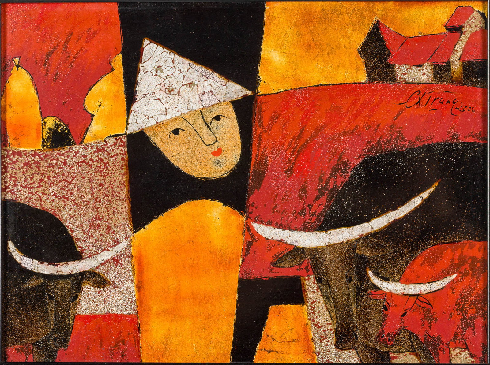 C. V. Trung, Man with Bulls, Lacquer on Board, 2000 (1 of 10)