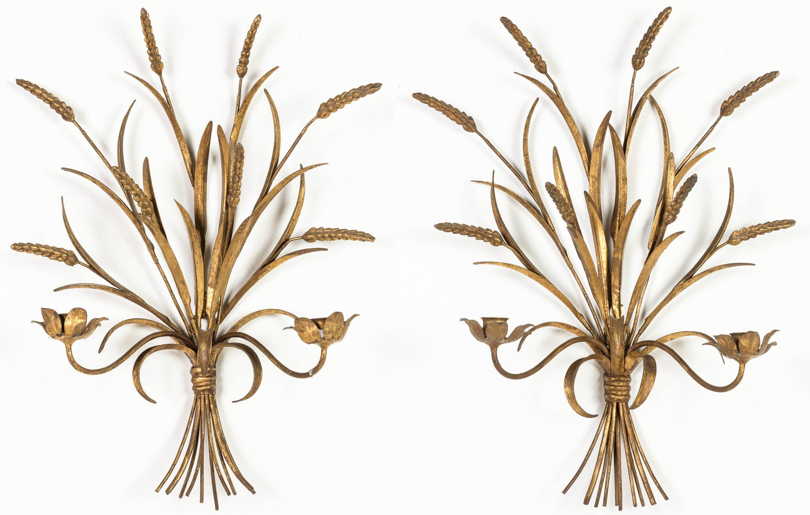 Pair of Gilt-Metal Wheat Sheaf Wall Sconces (1 of 13)