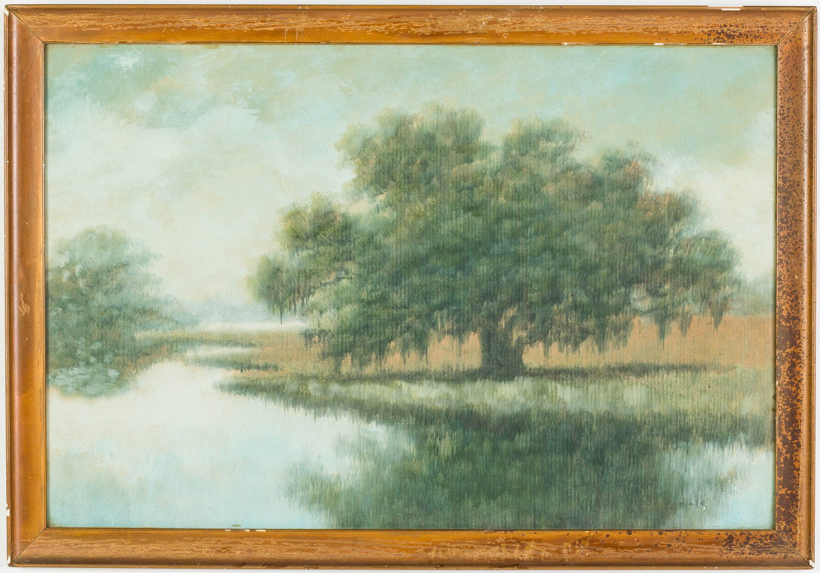 Alexander John Drysdale, Oak Tree and Marsh, W/C: Property of a Private Collector, Savannah, GA Description: Alexander John Drysdale (GA/LA, 1870-1934), Oak Tree and Marsh, Watercolor on Paper, signed lower right, depicting a landscape with an oa