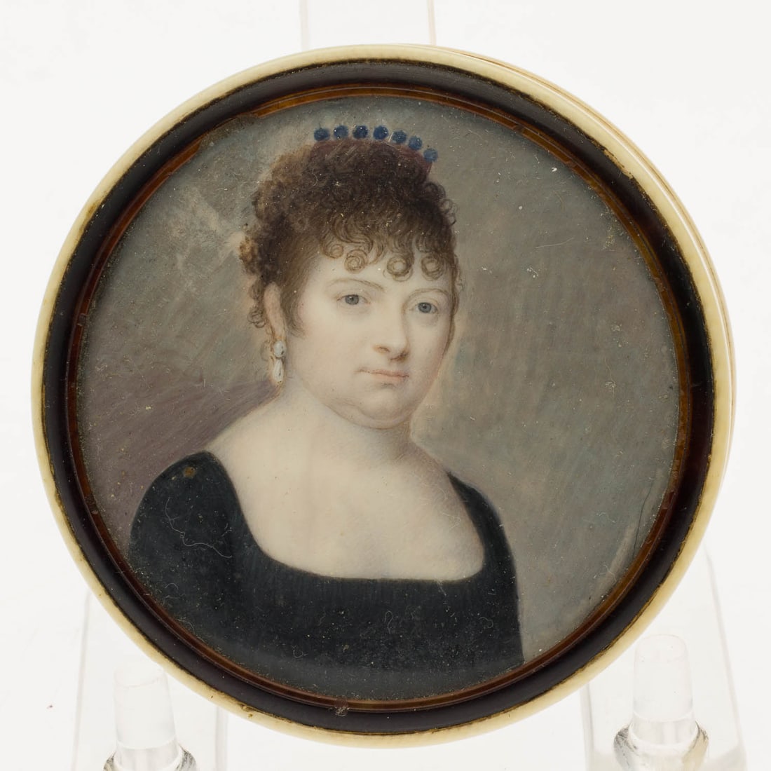 European School Ivory Box w Portrait, Early 19th C (1 of 4)