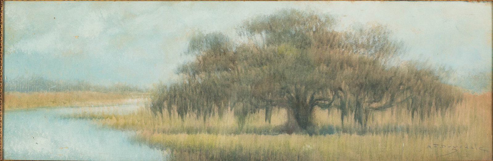 Alexander John Drysdale (1870-1934) Oak Tree & Marsh: Property of a Private Collector, Savannah, GA Description: Alexander John Drysdale (GA/LA, 1870-1934), Oak Tree and Marsh, Watercolor on Paper, signed lower right, depicting a panoramic view with