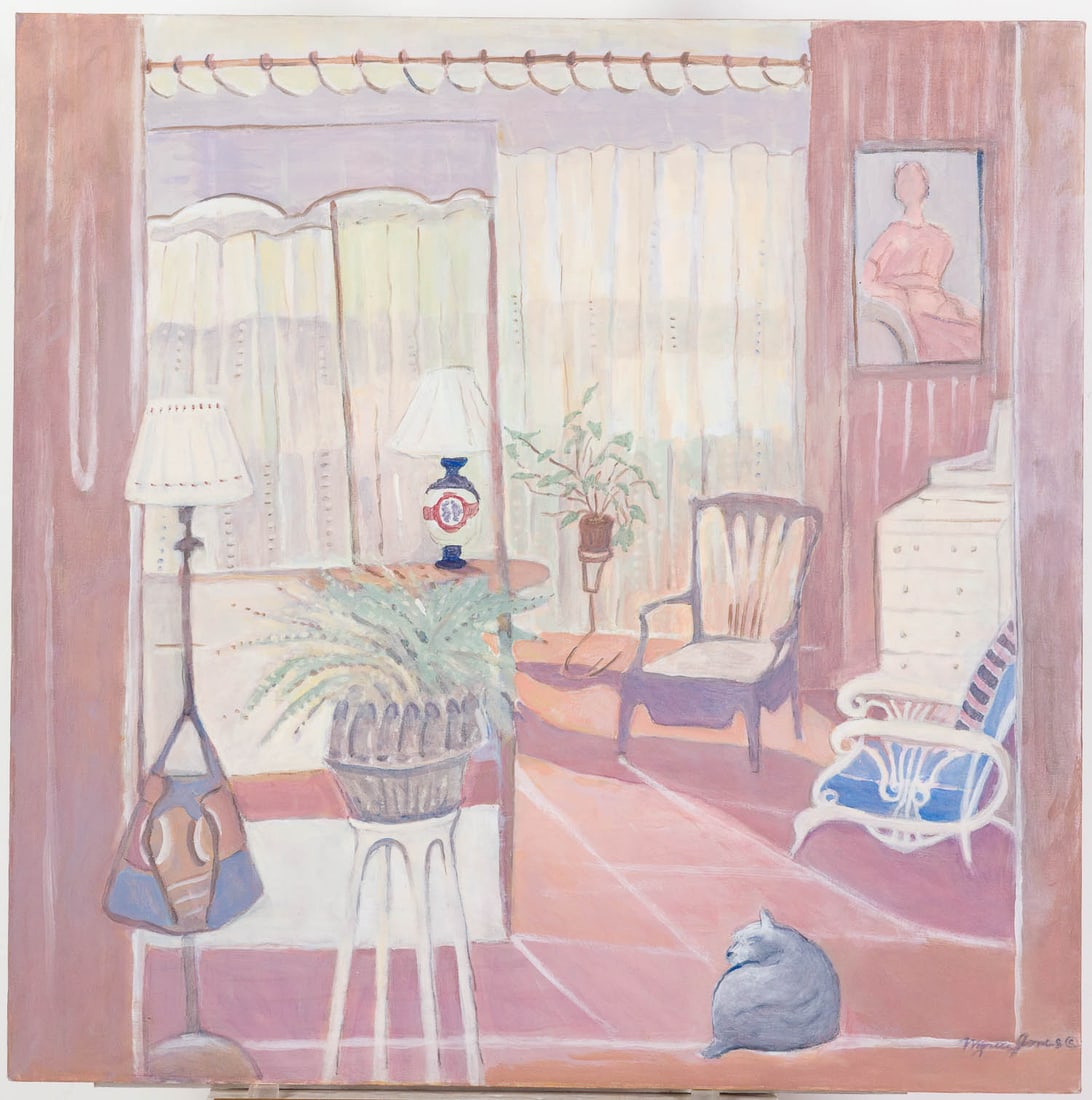Myrtle Jones (Sav, 1913-2005) Interior with Cat, O/C (1 of 11)