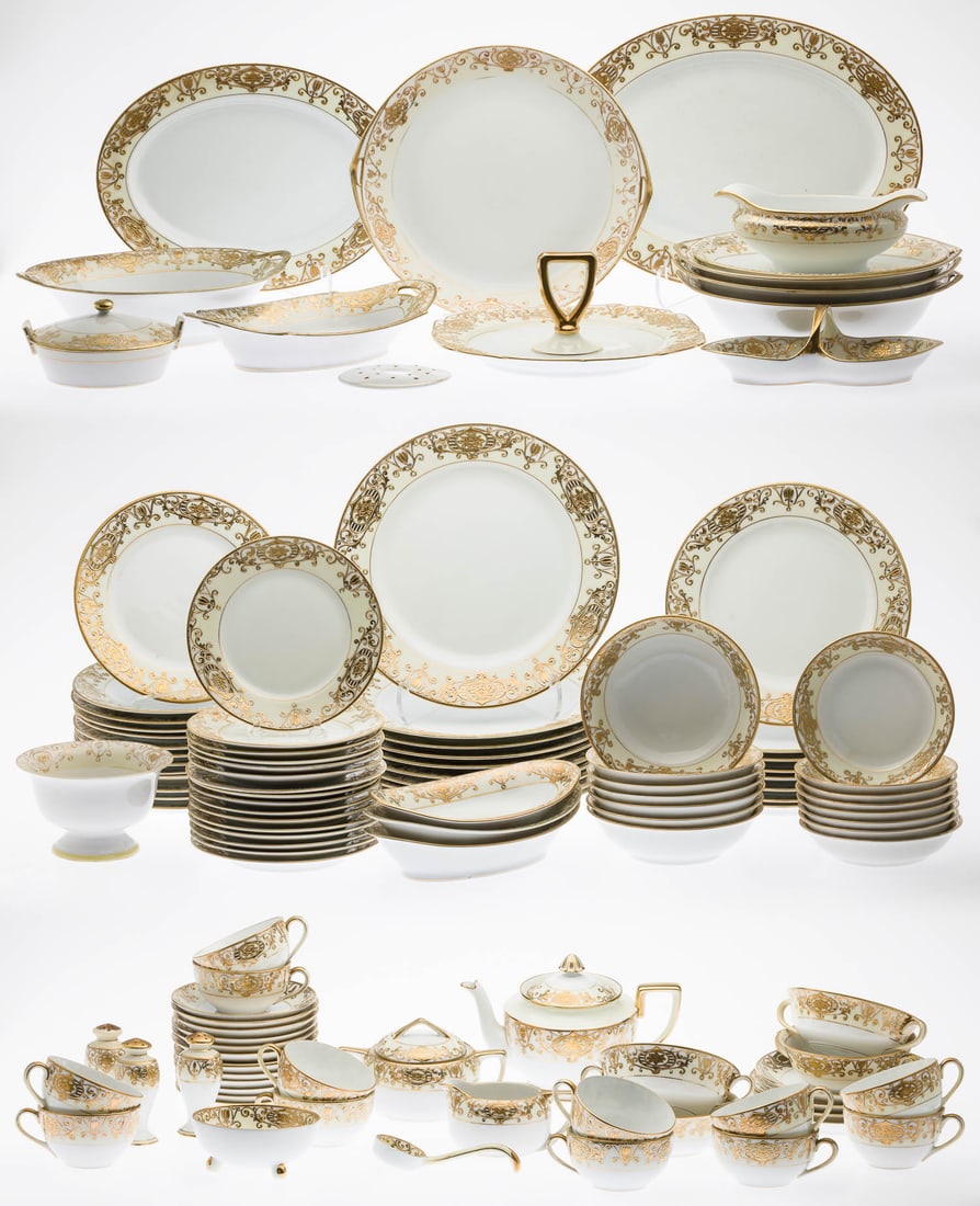 Set of Noritake Gold Rimmed Porcelain China, 129 pcs (1 of 20)