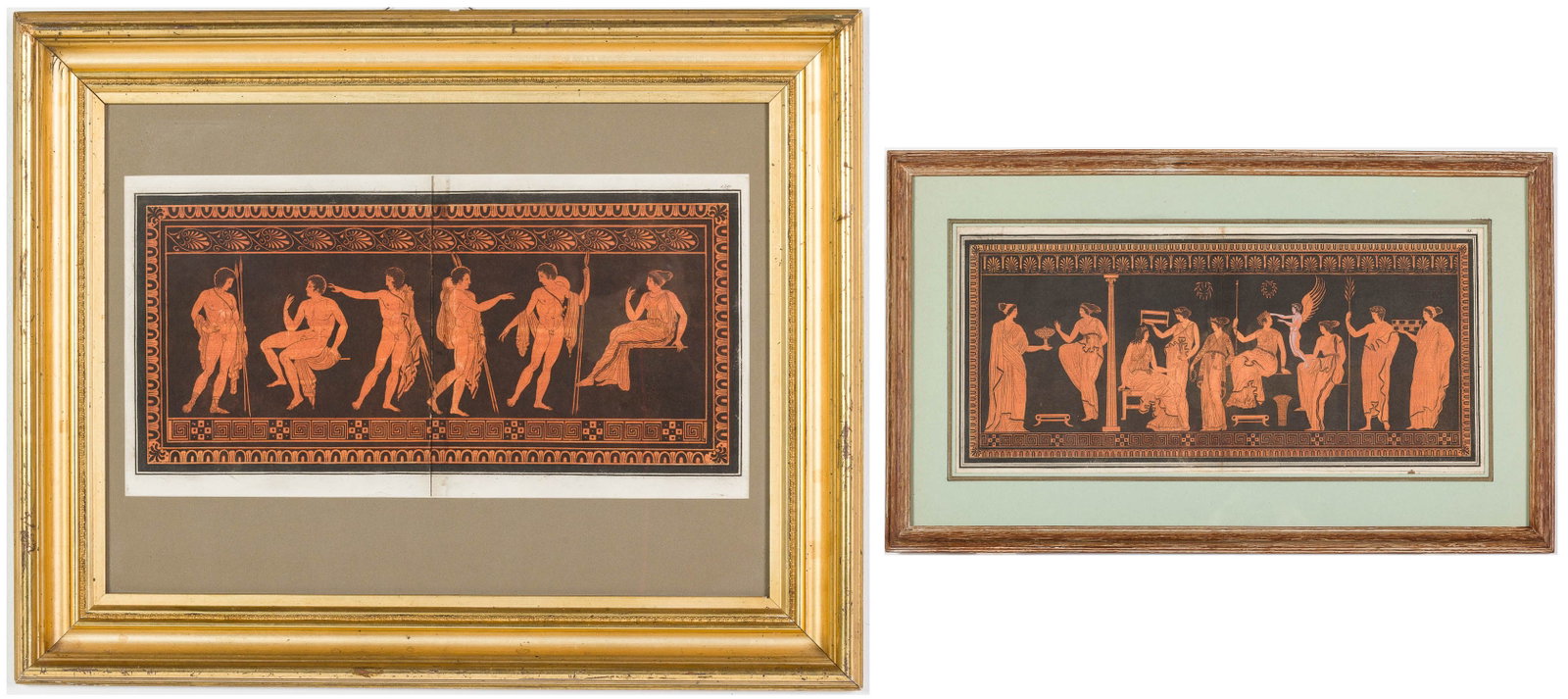 2 Sir William Hamilton (1730-1803) Engravings: Property of Bliss Hebert and Allen Charles Klein Description: Two Sir William Hamilton (Scottish, 1730-1803) Engravings, comprising a colored engraving, depicting a vase scene from Antiquities Etr