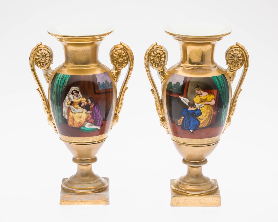 Pair of 12 in. Paris Porcelain Urns (1 of 12)