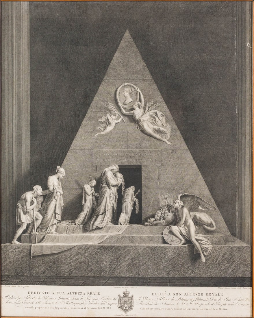 Bonato, After Canova,?The Tomb of Maria Christina: Property of Bliss Hebert and Allen Charles Klein Description: Pietro Bonato (Italian, 1764-1813) After Canova,?The Tomb of Maria Christina of Austria, Engraving, with inscription to lower edge,
