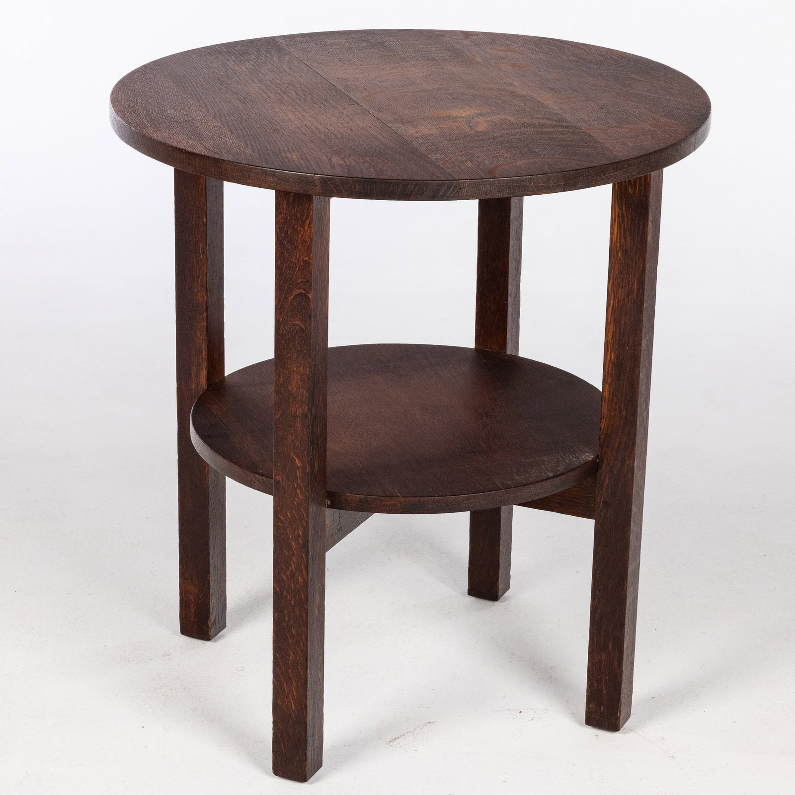 Stickley Round Oak Lamp Table - 3