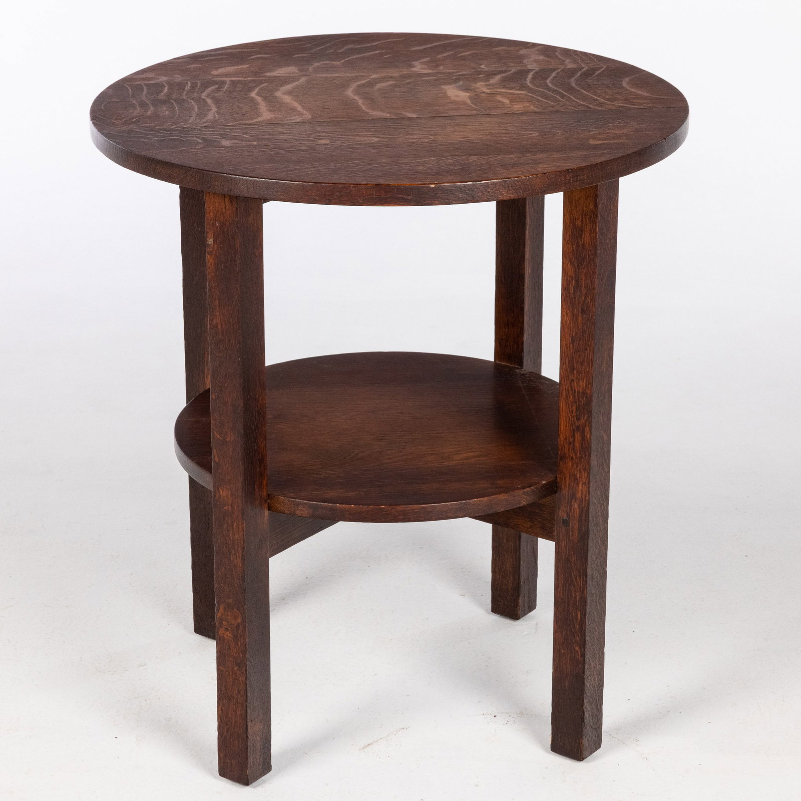 Stickley Round Oak Lamp Table - 4
