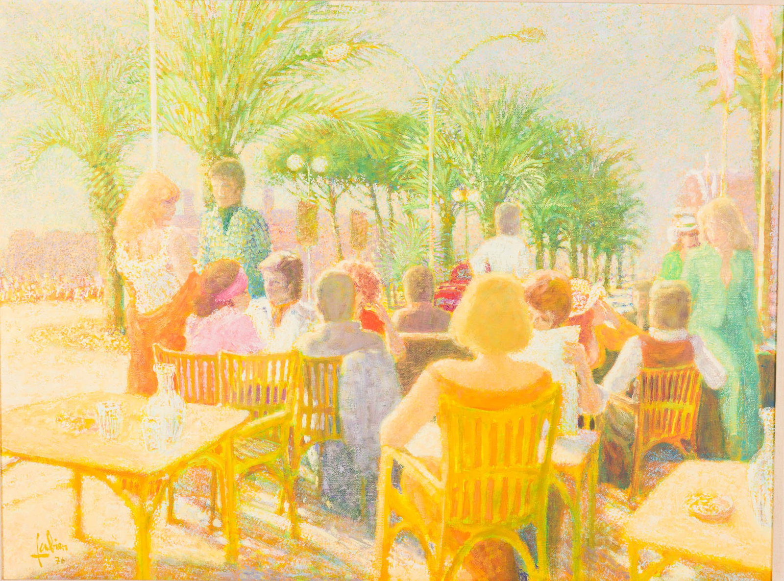 Louis Fabien (1924-2016) Terrasse Sur La Croisette: Property from a Private Collection, Savannah, GA Description: Louis Fabien (French, 1924-2016), Terrasse Sur La Croisette Cannes, O/C, singed and dated '76 lower left, depicting outdoor caf? scene