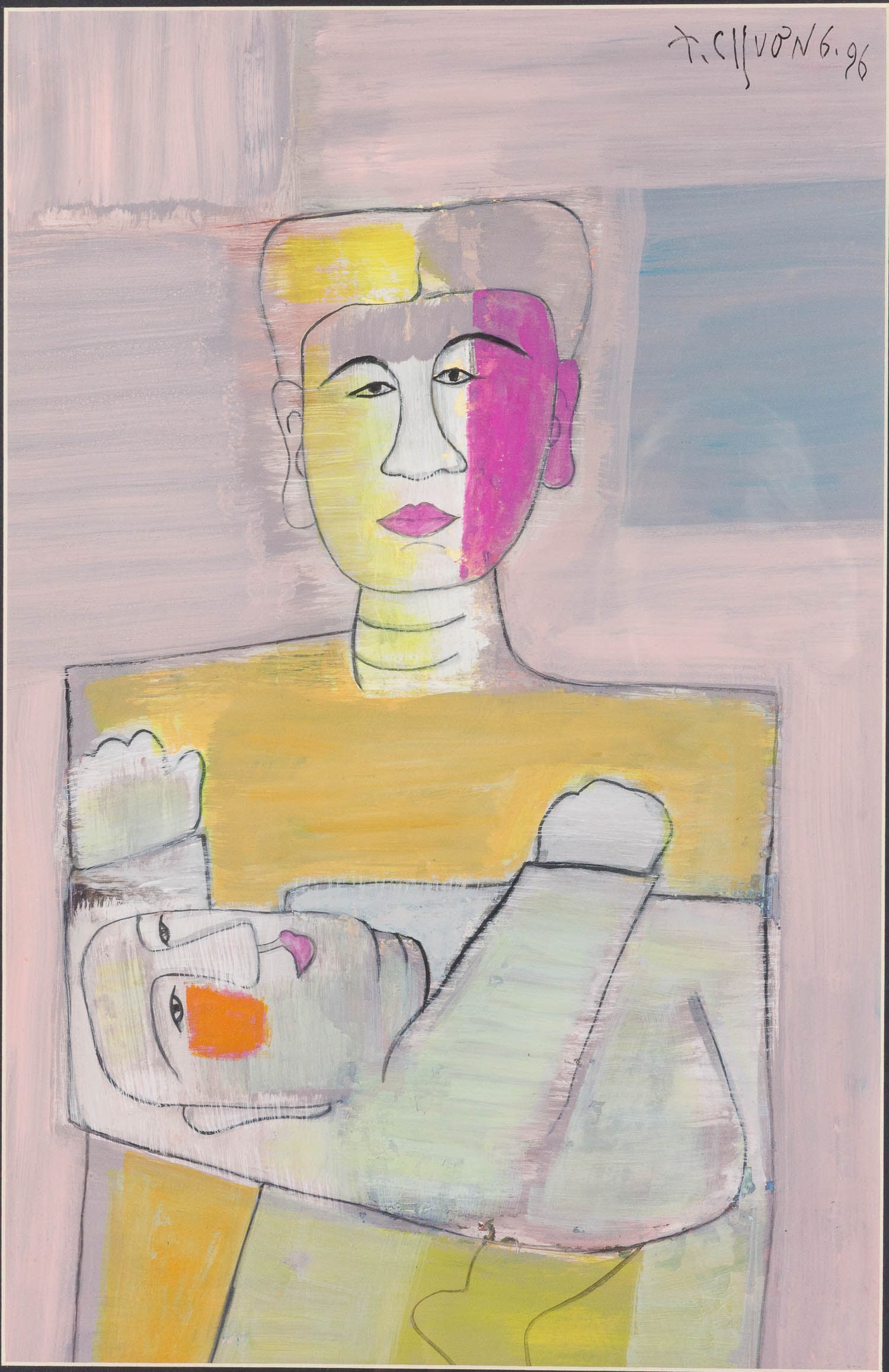 Thanh Chuong (Vietnamese) Mother & Child, Gouache (1 of 10)