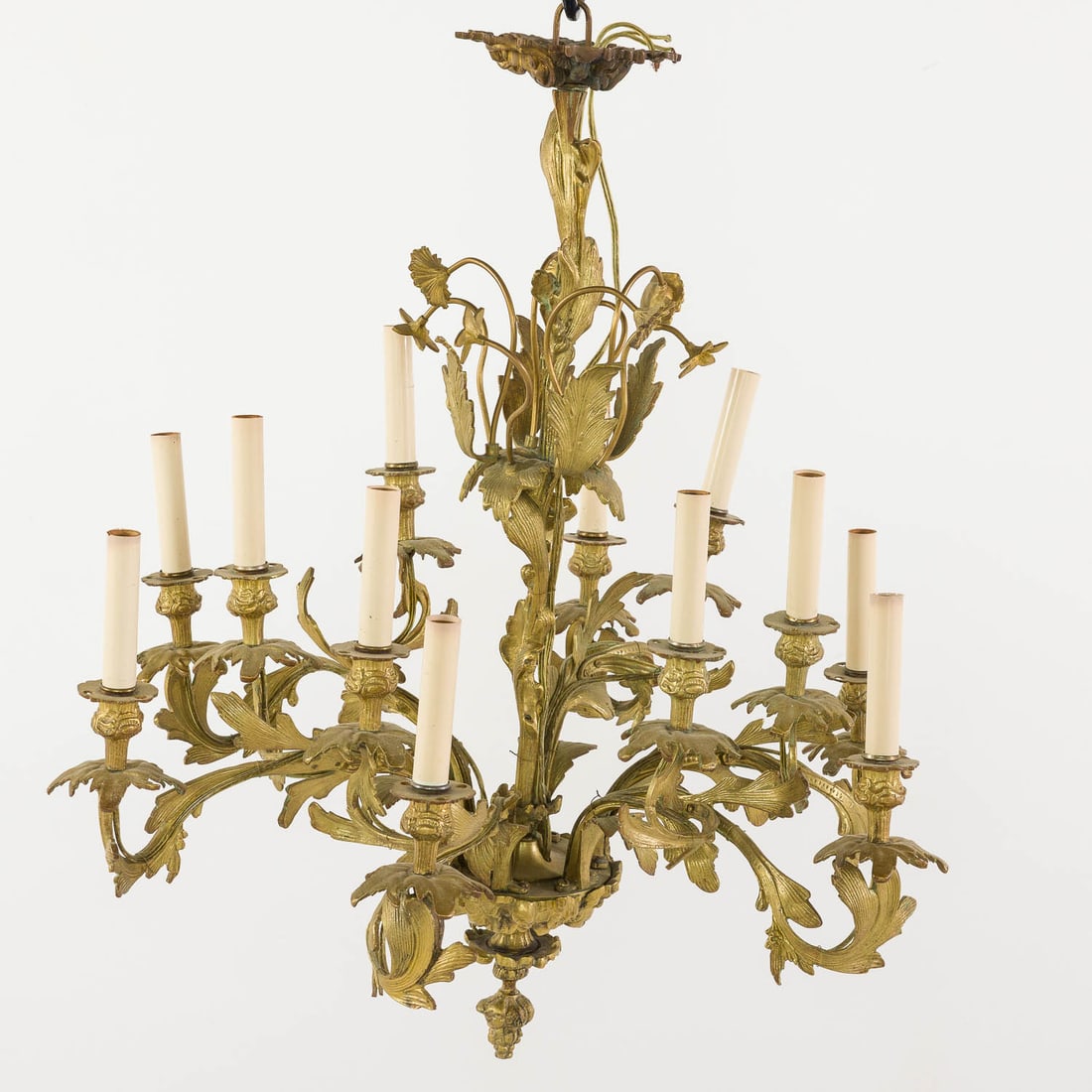Louis XV Style 12 Light Gilt Metal Chandelier 19th C (1 of 11)