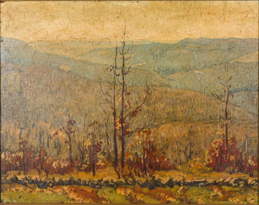F. Hutton Shill (1872-1946), Arkansas Landscape, O/B: Property from a Jacksonville, FL Private Collector Description: F. Hutton Shill (American, 1872-1946), Arkansas Landscape, Oil on Board, 20 C, signed lower right, depicting scene with rolling hills,