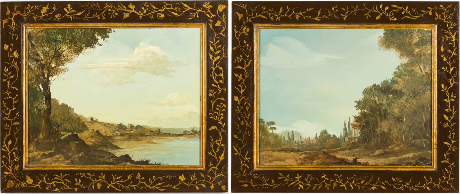 Bob Christian, 2 Landscapes, Acrylic on Board, 2014: Property of a Private Collector, Boca Raton, FL Description: Two Landscapes by Bob Christian, Acrylic on Board, 2014, both signed and dated on verso, one depicting a rural landscape with a shoreline