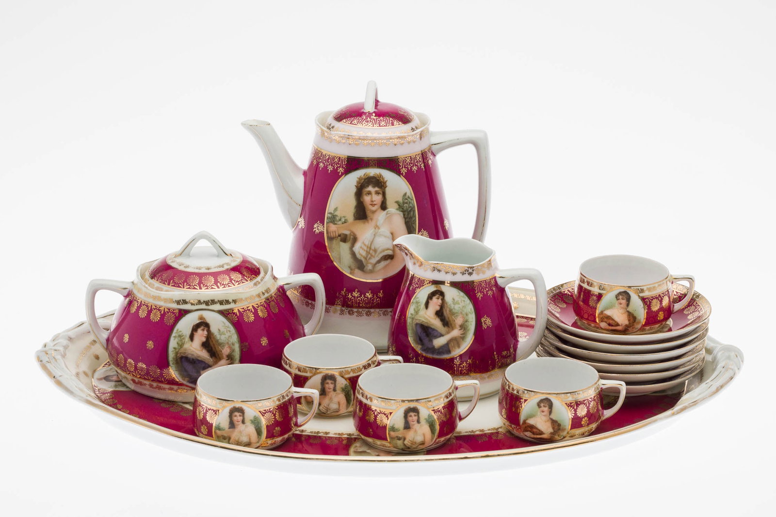 Gardner Moscow Russian Porcelain Tea Set with Tray (1 of 11)