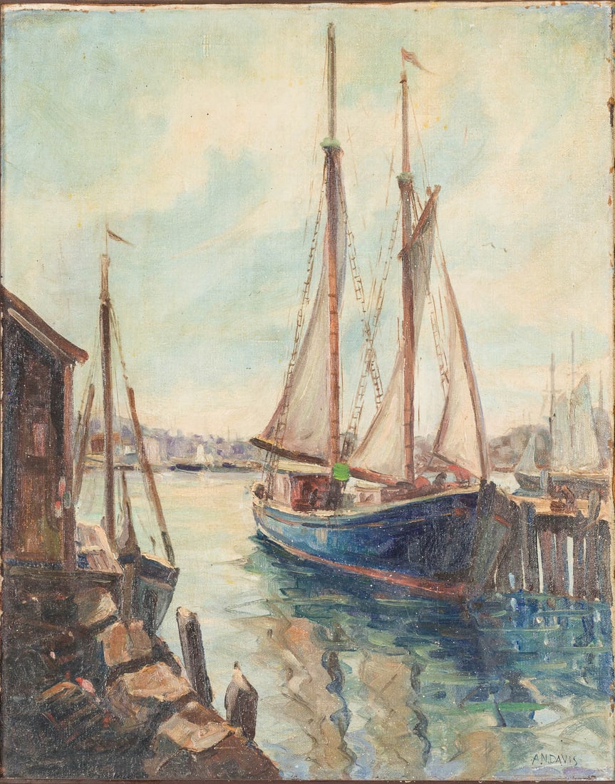 Arthur Norman Davis (1904-1999) Ships in Harbor, O/C (1 of 10)