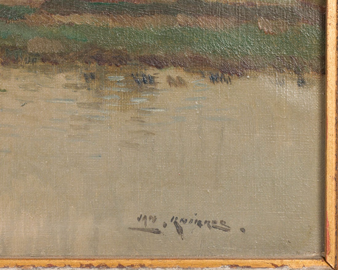 Illegibly Signed, Landscape with Windmill, O/C - 2