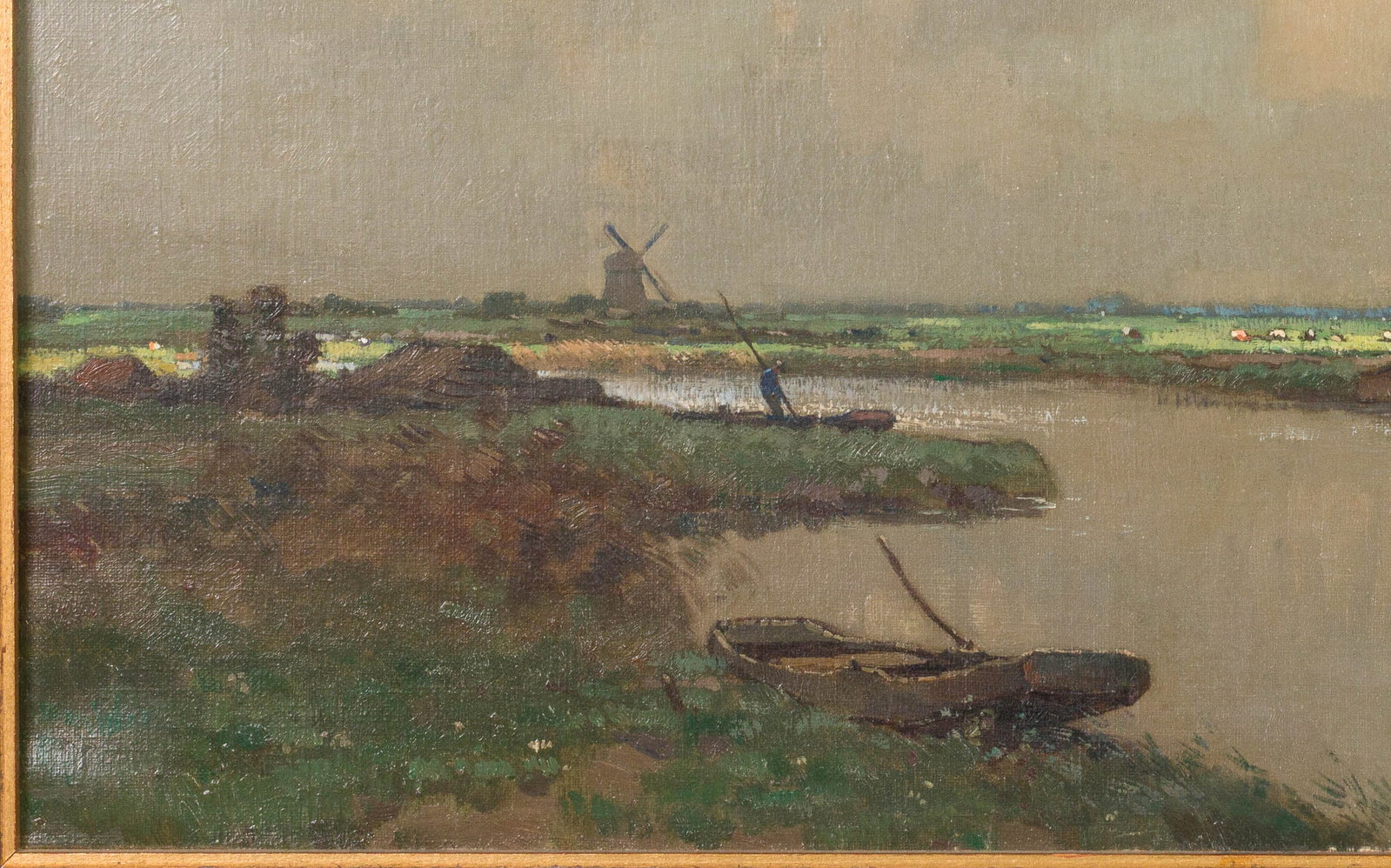 Illegibly Signed, Landscape with Windmill, O/C - 6