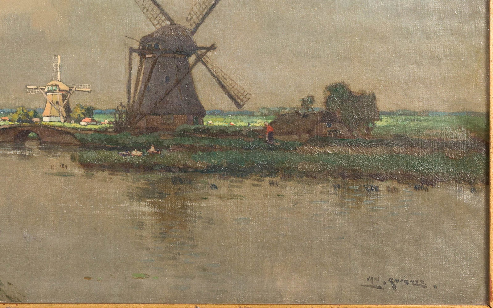 Illegibly Signed, Landscape with Windmill, O/C - 7