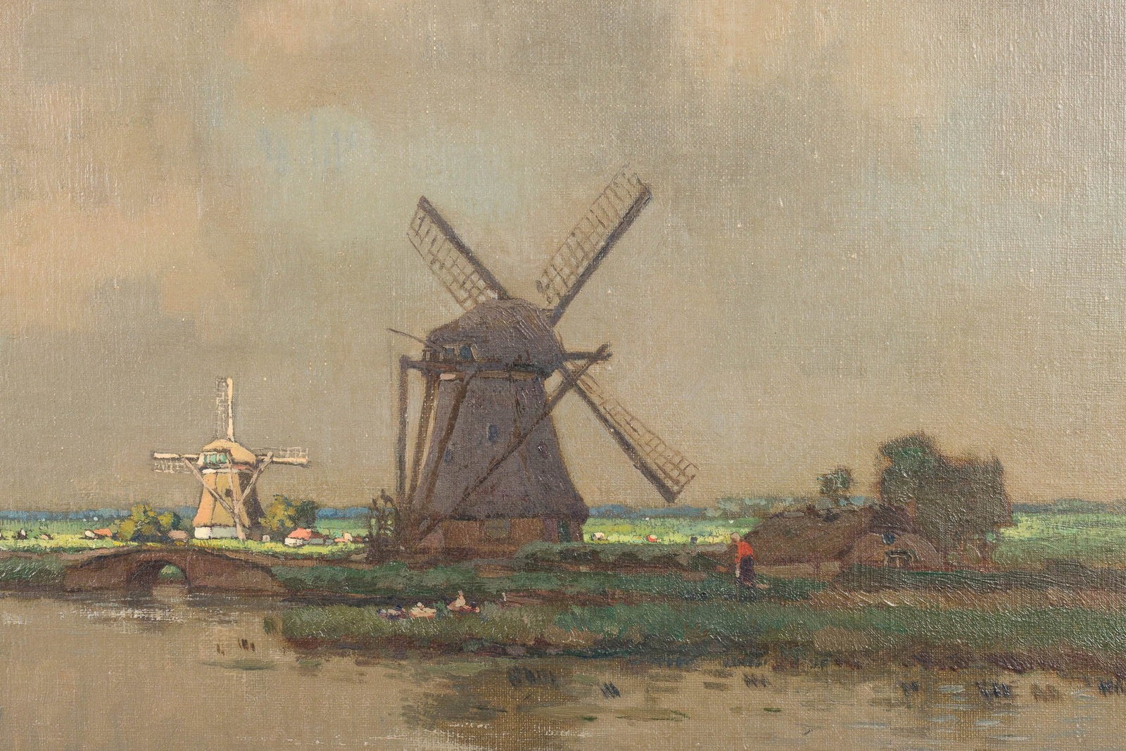 Illegibly Signed, Landscape with Windmill, O/C - 8