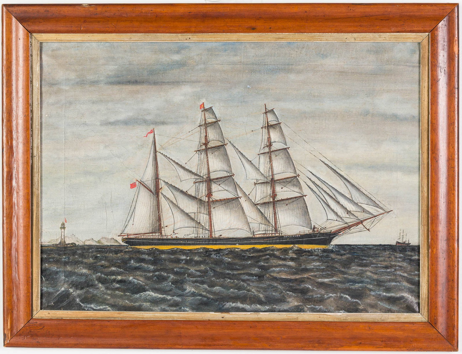 Unsigned, Masted Ship, Oil on Canvas (1 of 13)