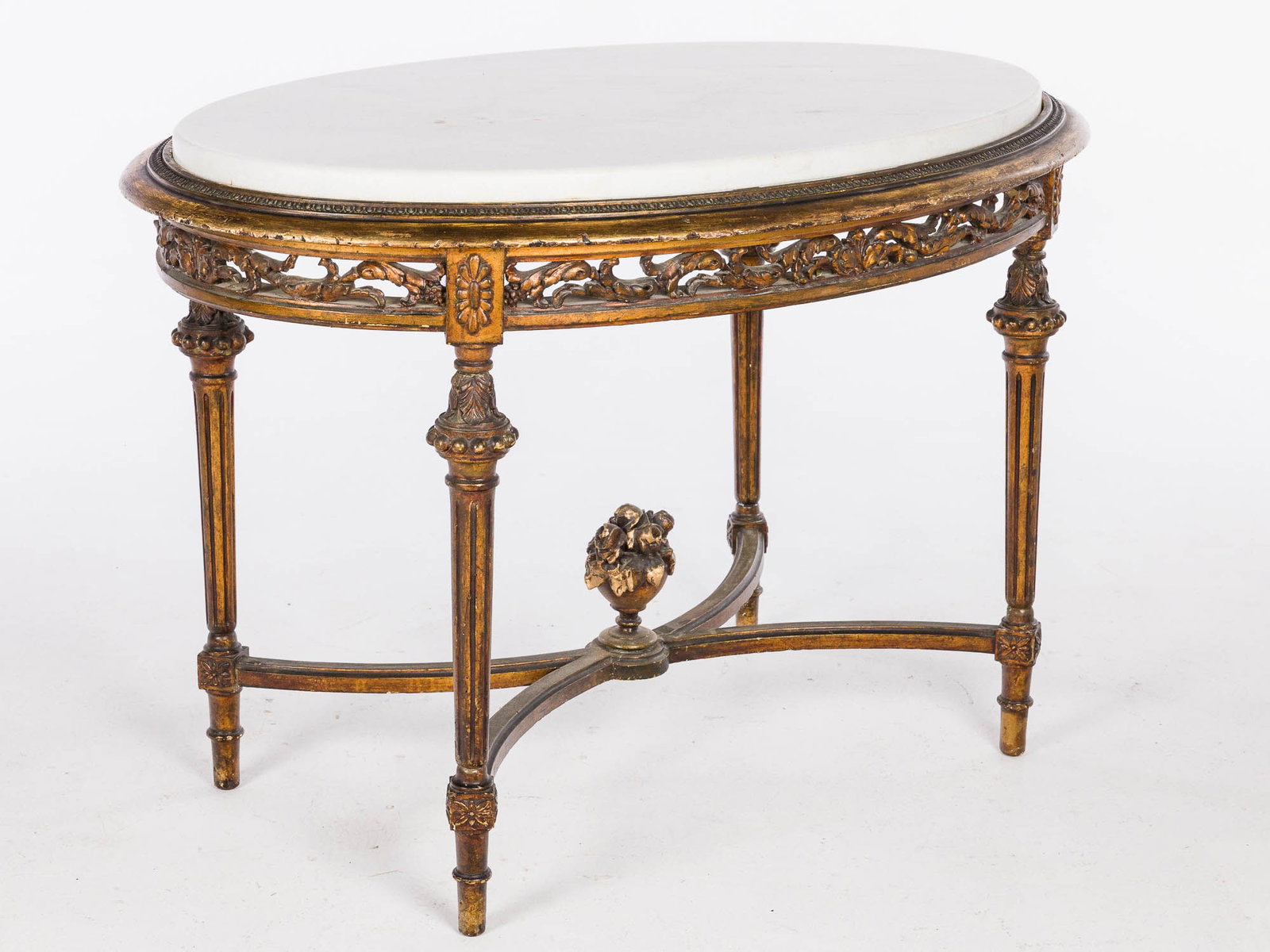 Louis XVI Style Giltwood & Marble Table, 19th C (1 of 9)